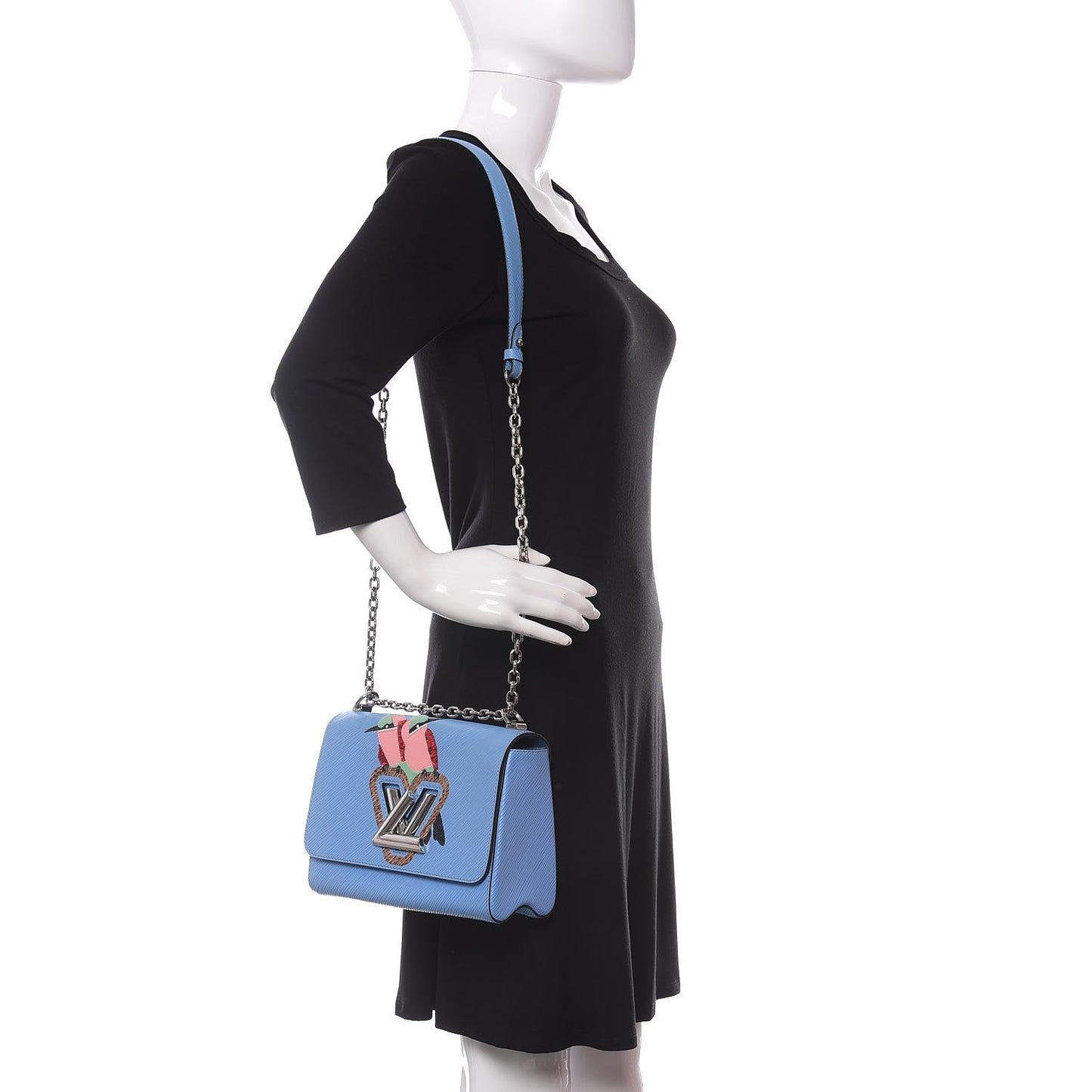 Epi Tropical Birds Twist Shoulder Bag MM Bleuet