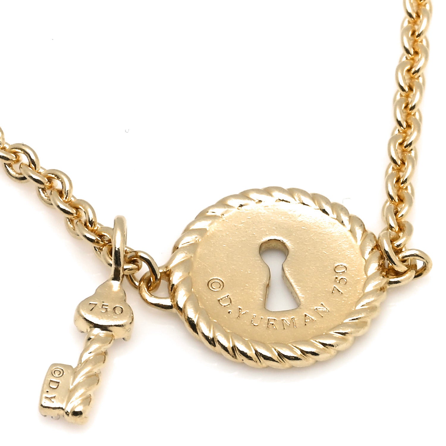 David Yurman 18K Yellow Gold Diamond Lock and Key Bracelet 5 of 5