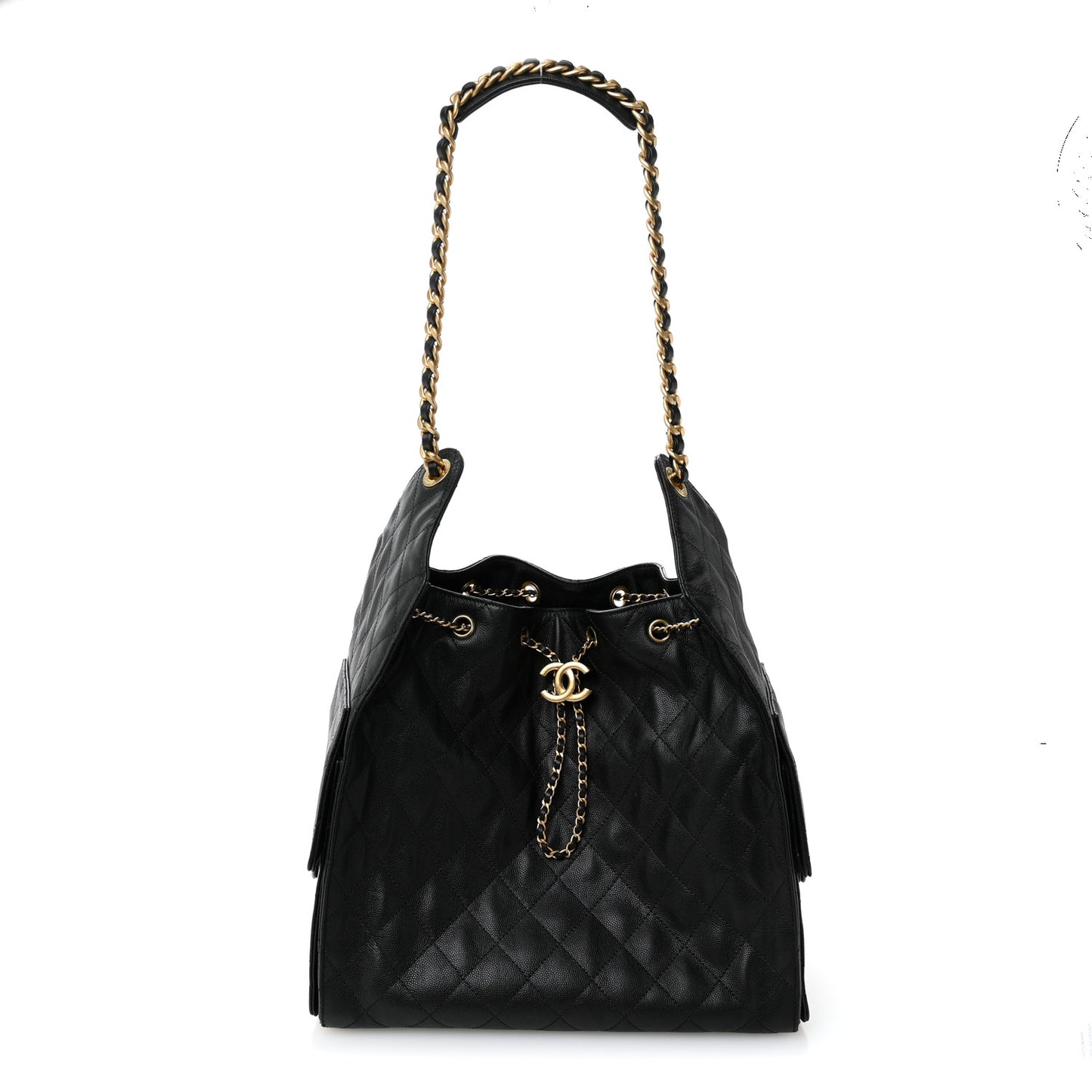 Caviar Quilted Medium Chanel 25 Handbag Black