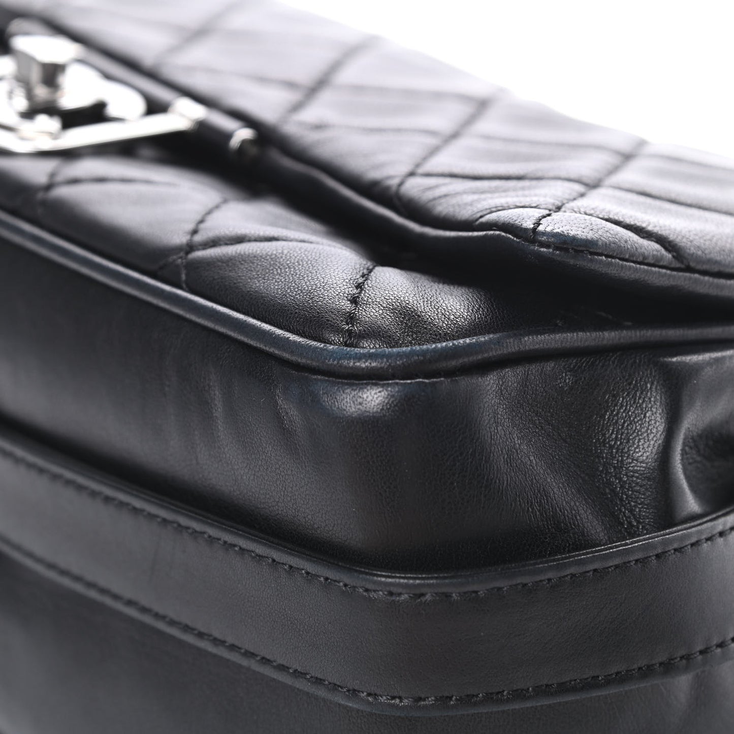 Lambskin Quilted Jumbo Icons Secret Label Flap Black