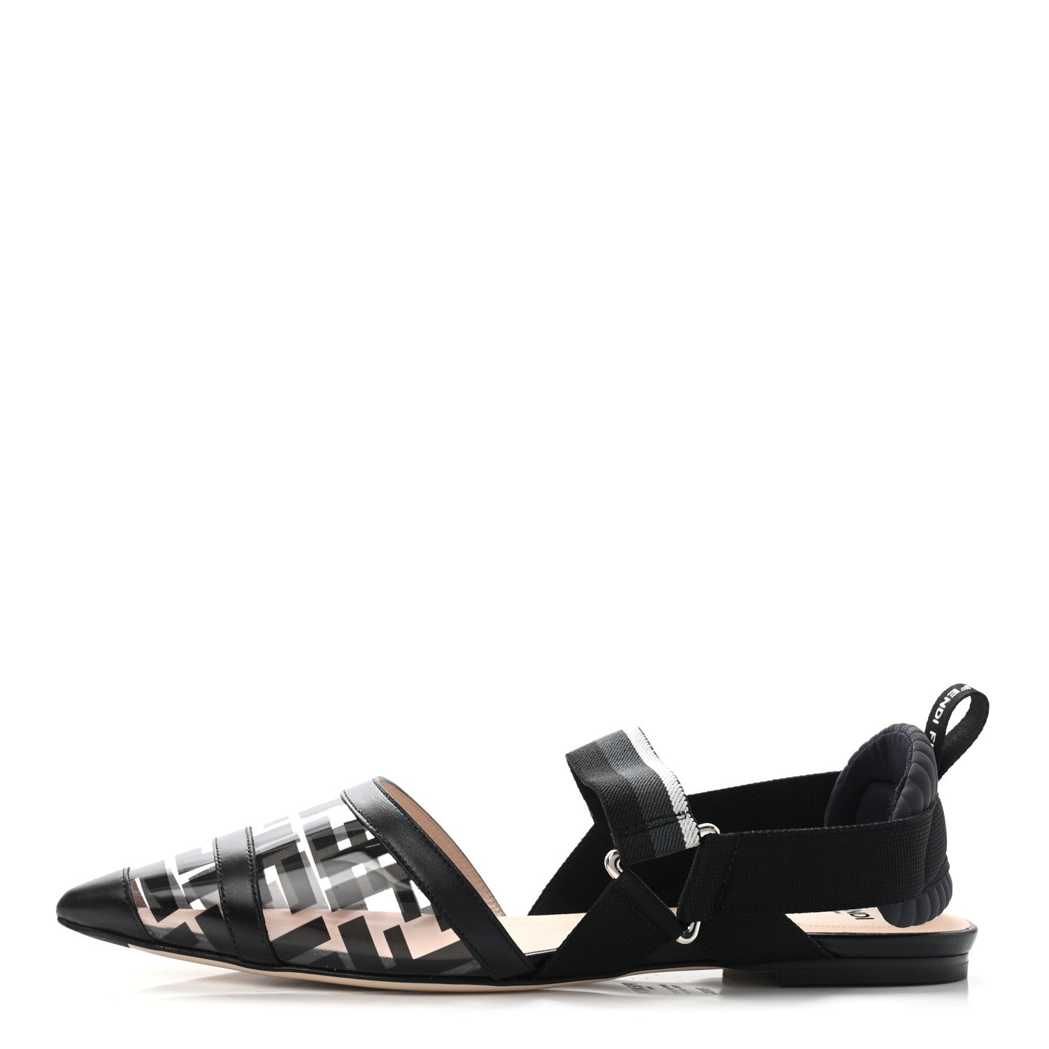 Fendi PVC Calfskin FF Colibri Slingback Ballerina Flats 39.5 Black 1 of 9