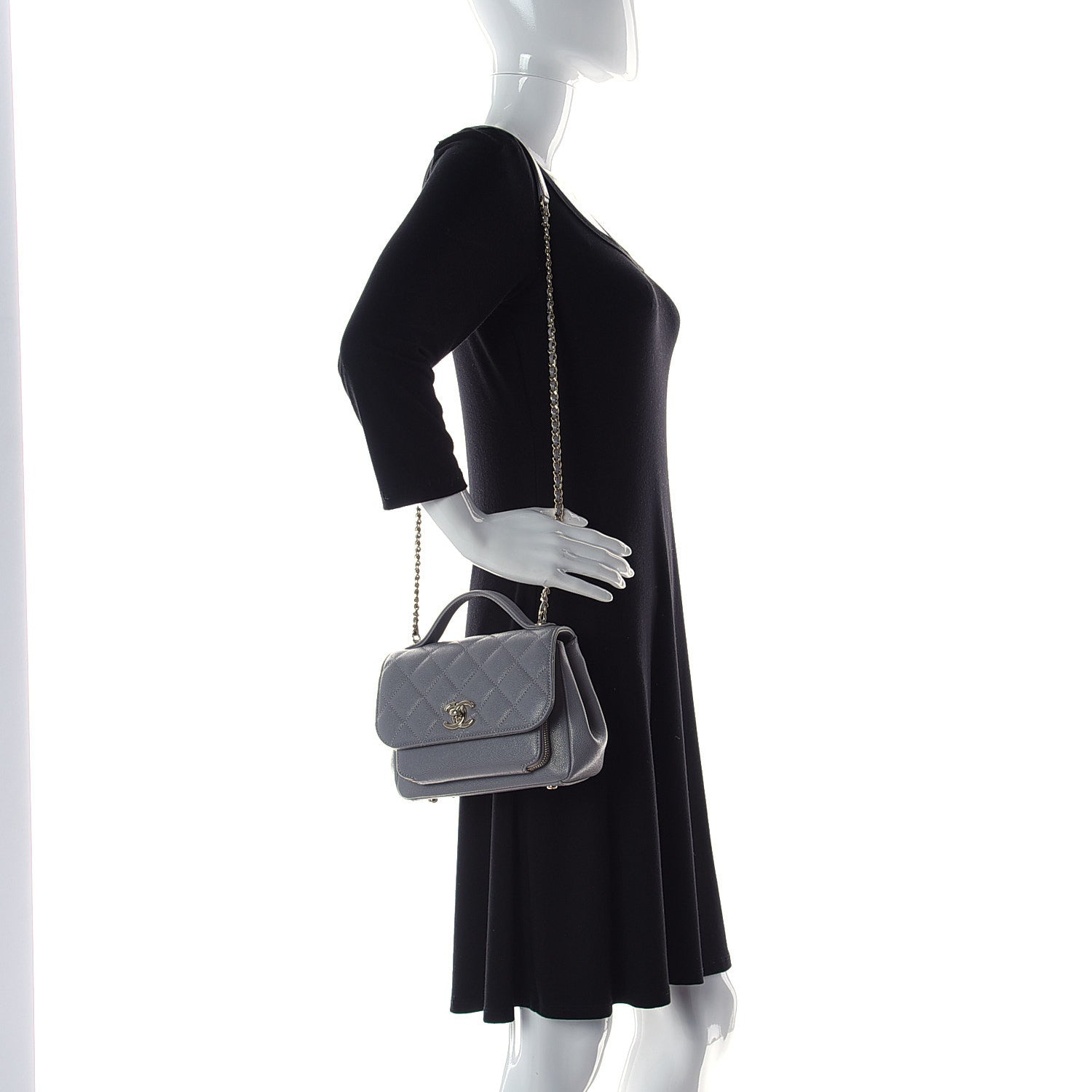 Chanel Caviar Quilted Small Business Affinity Flap Grey 3 of 12