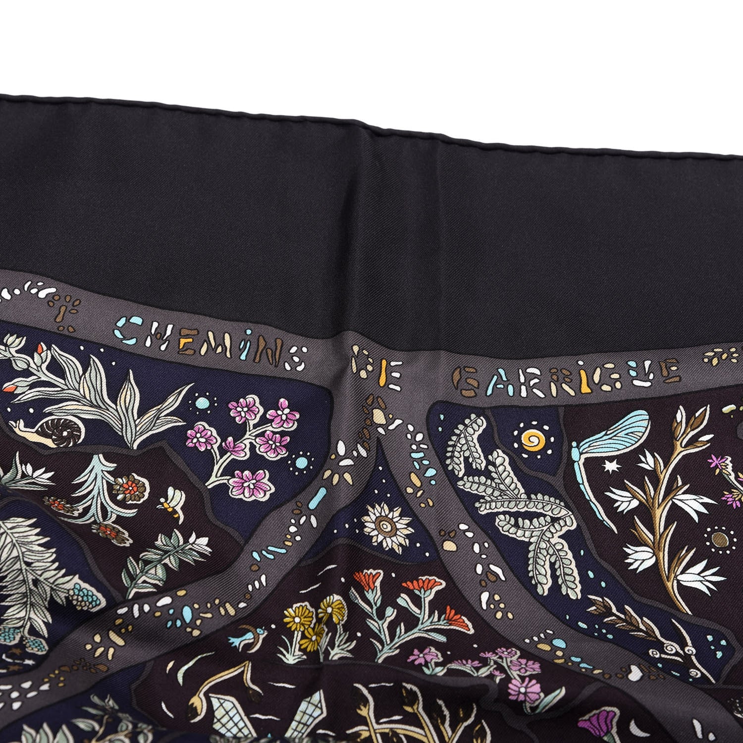 Hermes Silk Chemins De Garrigue Scarf 90 Black 3 of 5