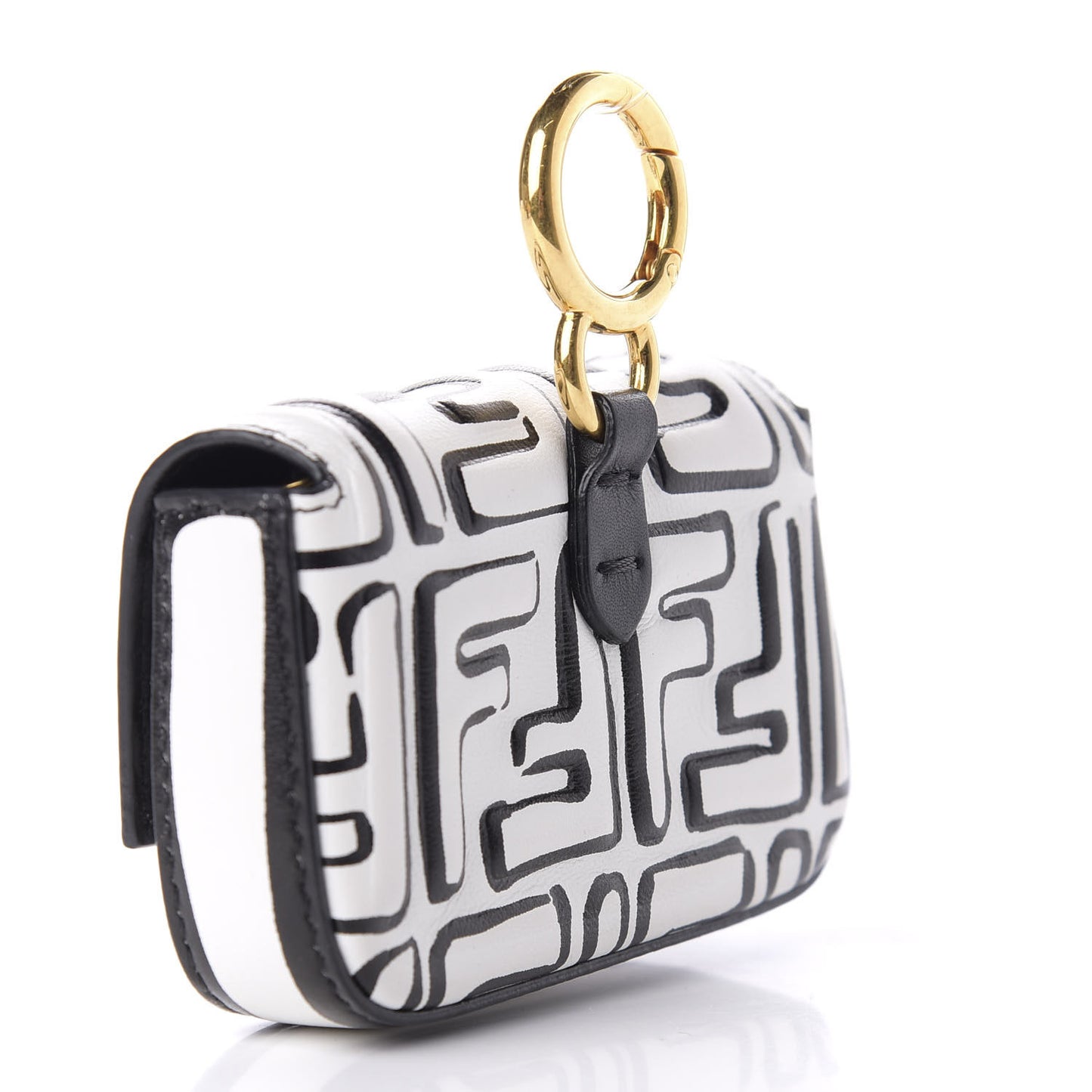 X JOSHUA VIDES Nappa Vitello King FF Embossed Nano Baguette Charm White Black