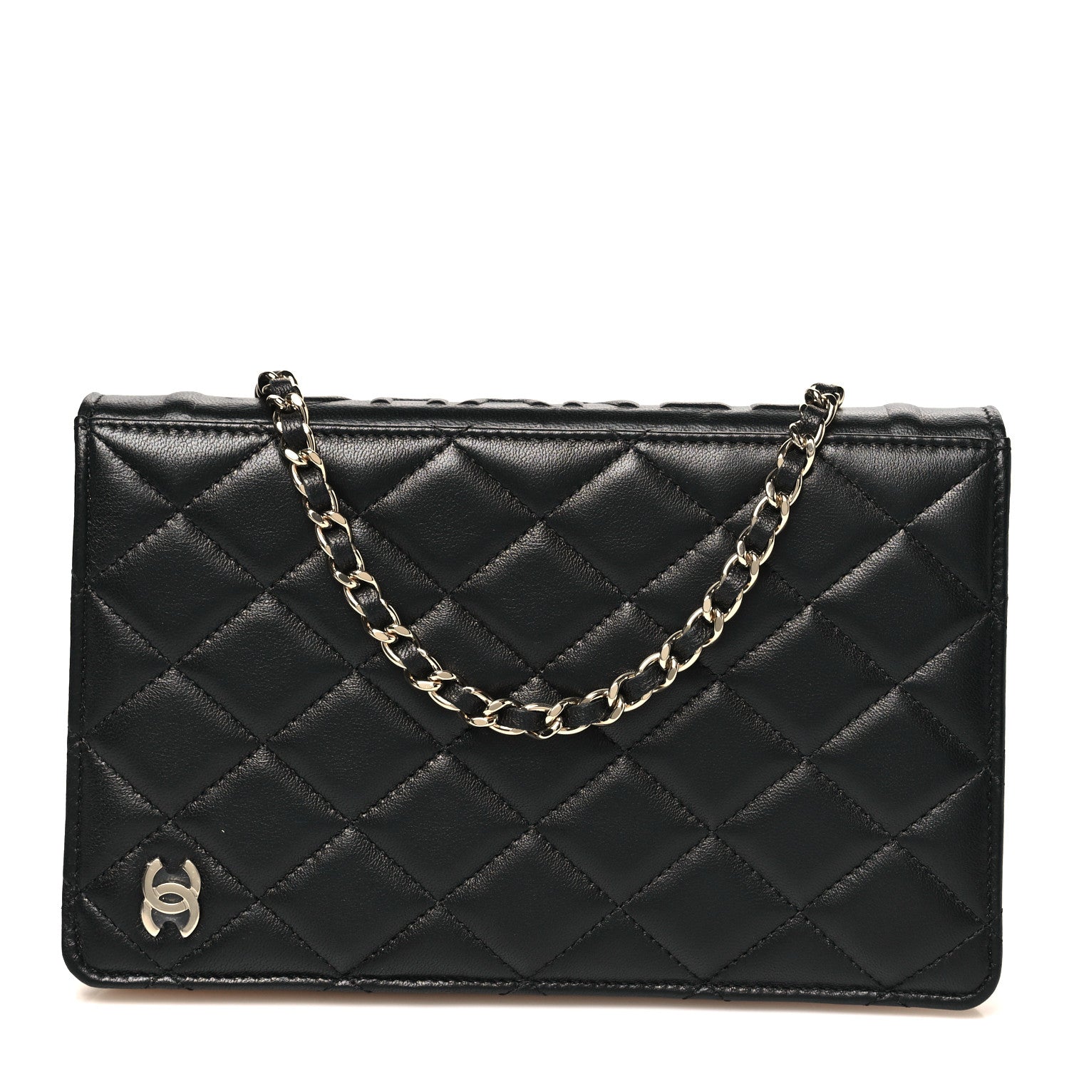 Chanel Lambskin Quilted Book Wallet On Chain WOC Black 1 of 11