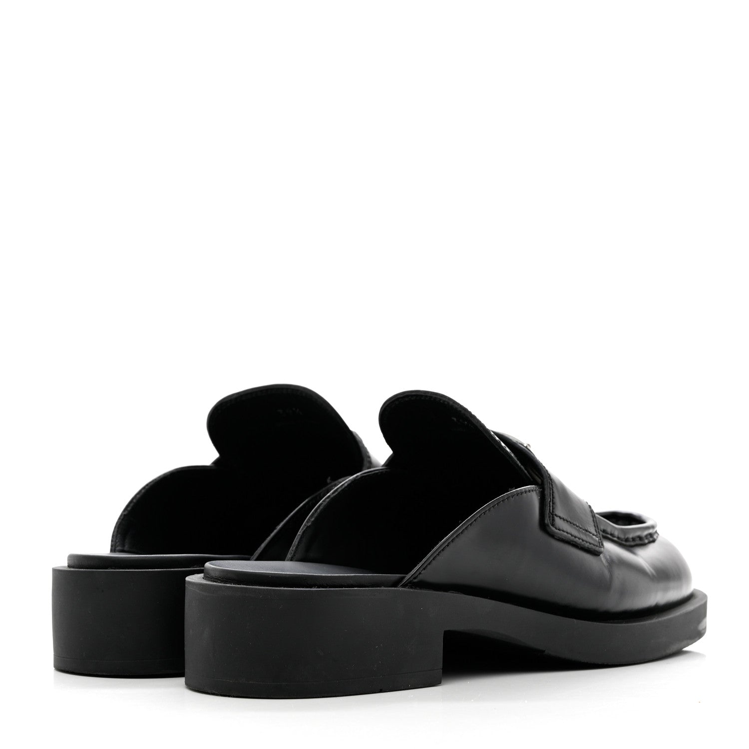 Prada Spazzolato Metal Triangle Logo 40mm Loafer Mules 39.5 Black 4 of 9