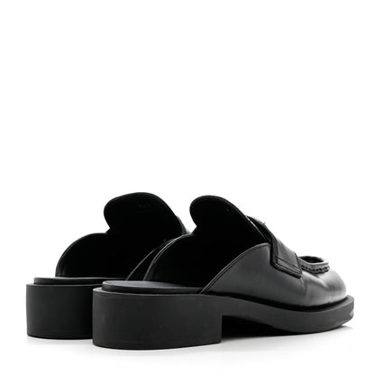 Prada Spazzolato Metal Triangle Logo 40mm Loafer Mules 39.5 Black 4 of 9