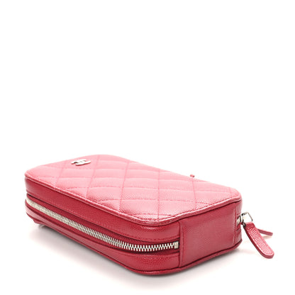 Chanel Caviar Quilted Phone Holder Wallet On Chain WOC Red 4 of 10