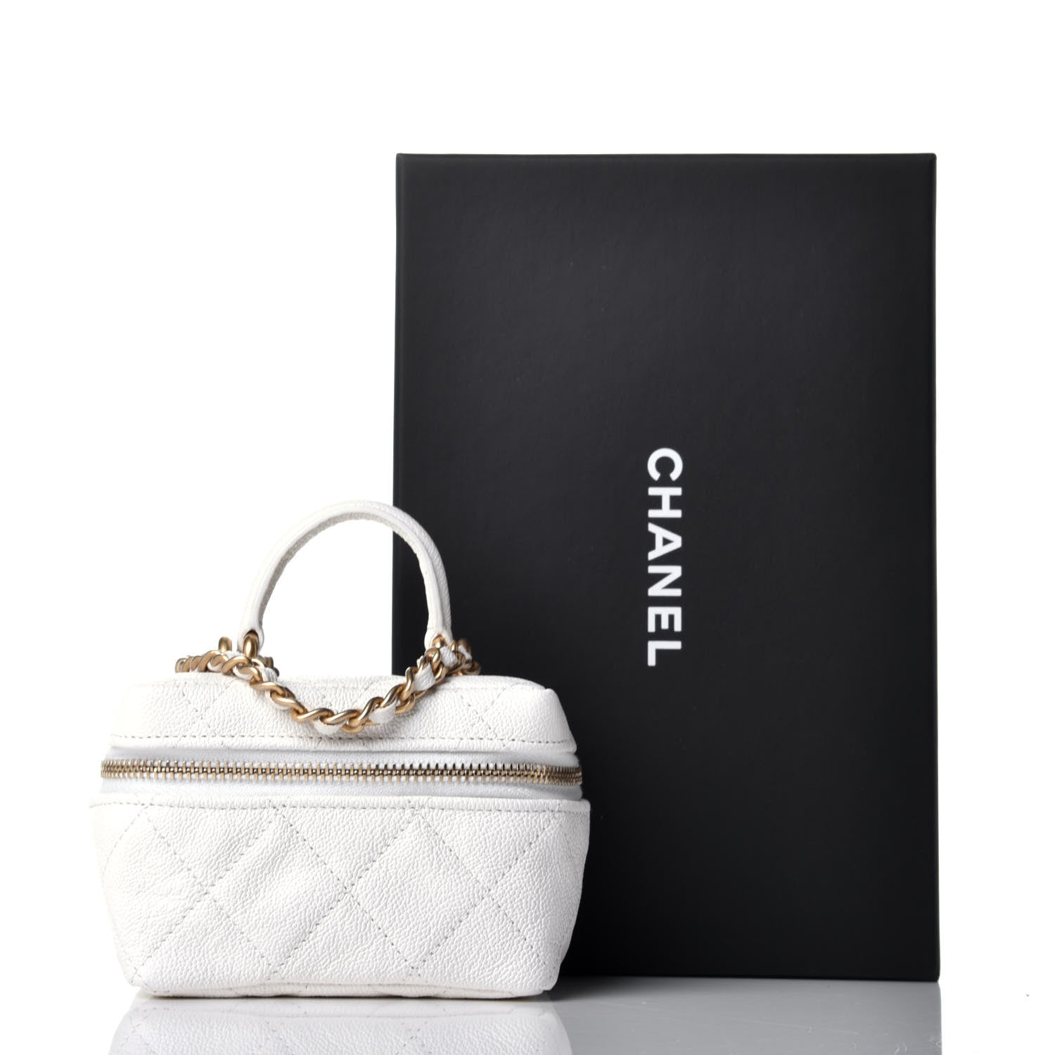 Chanel Caviar Quilted Mini Top Handle Vanity With Chain White 10 of 10
