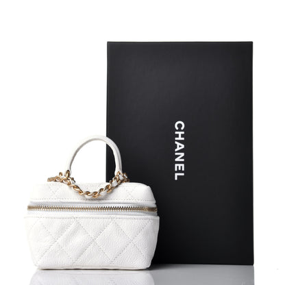 Chanel Caviar Quilted Mini Top Handle Vanity With Chain White 10 of 10