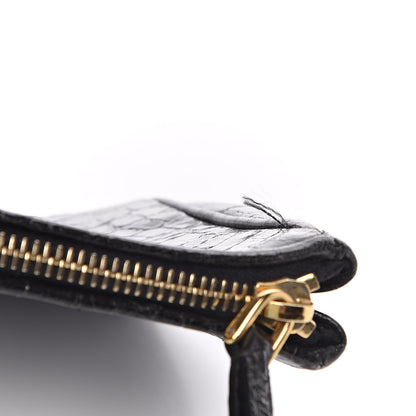 Miu Miu Embossed Crocodile Glazed Calfskin Wristlet Black 6 of 12