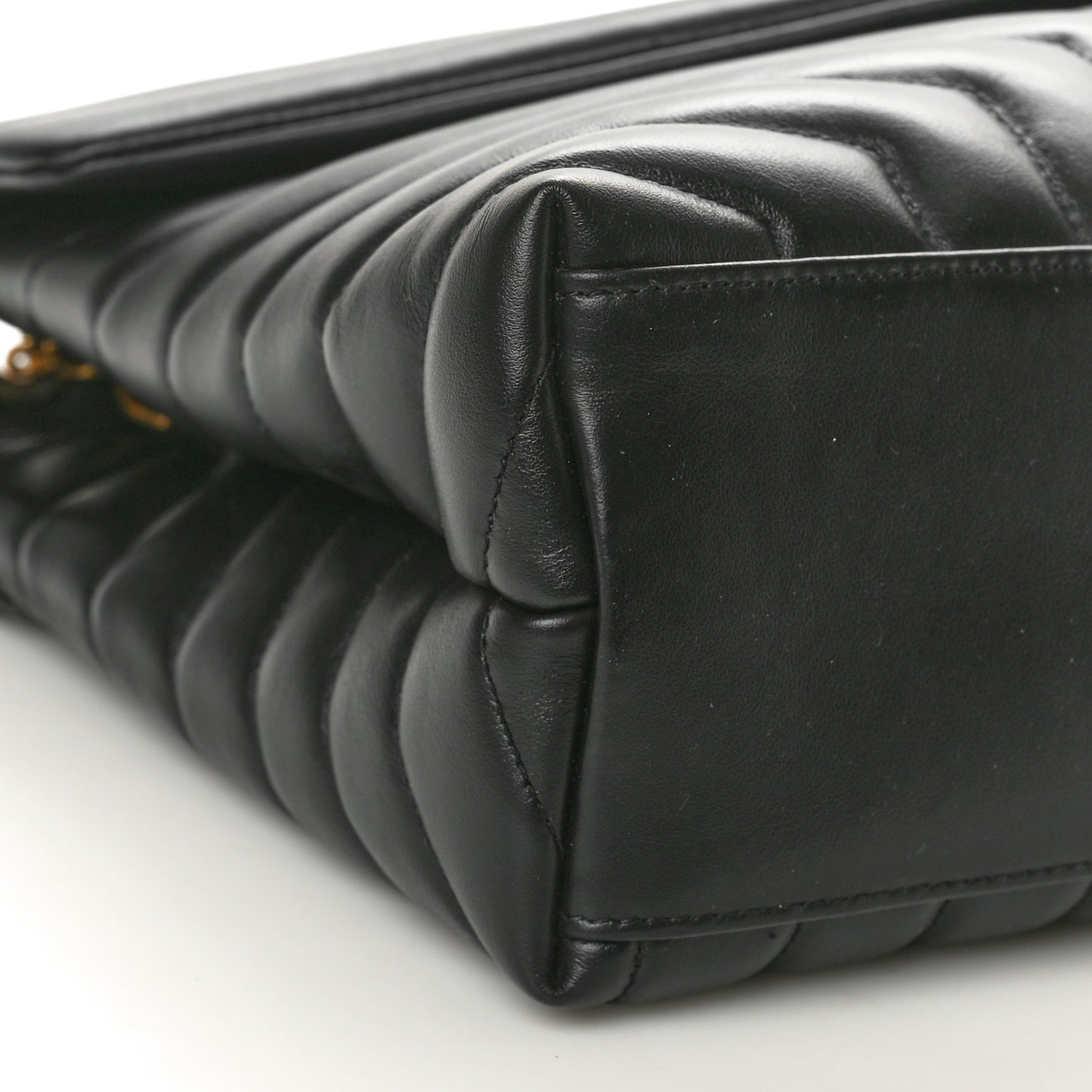 Calfskin Y Quilted Monogram Medium Loulou Chain Satchel Black