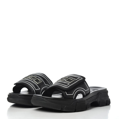 Gucci Nappa Grosgrain Logo Mens Velcro Chunky Slide Sandals 6 Black 3 of 12