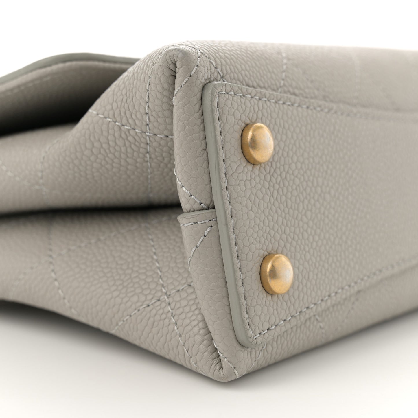 Grained Calfskin Small Stitched Flap Grey
