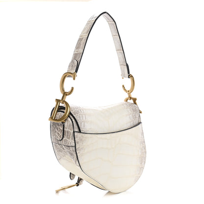 Christian Dior Niloticus Crocodile Himalaya Saddle Bag Latte 2 of 9