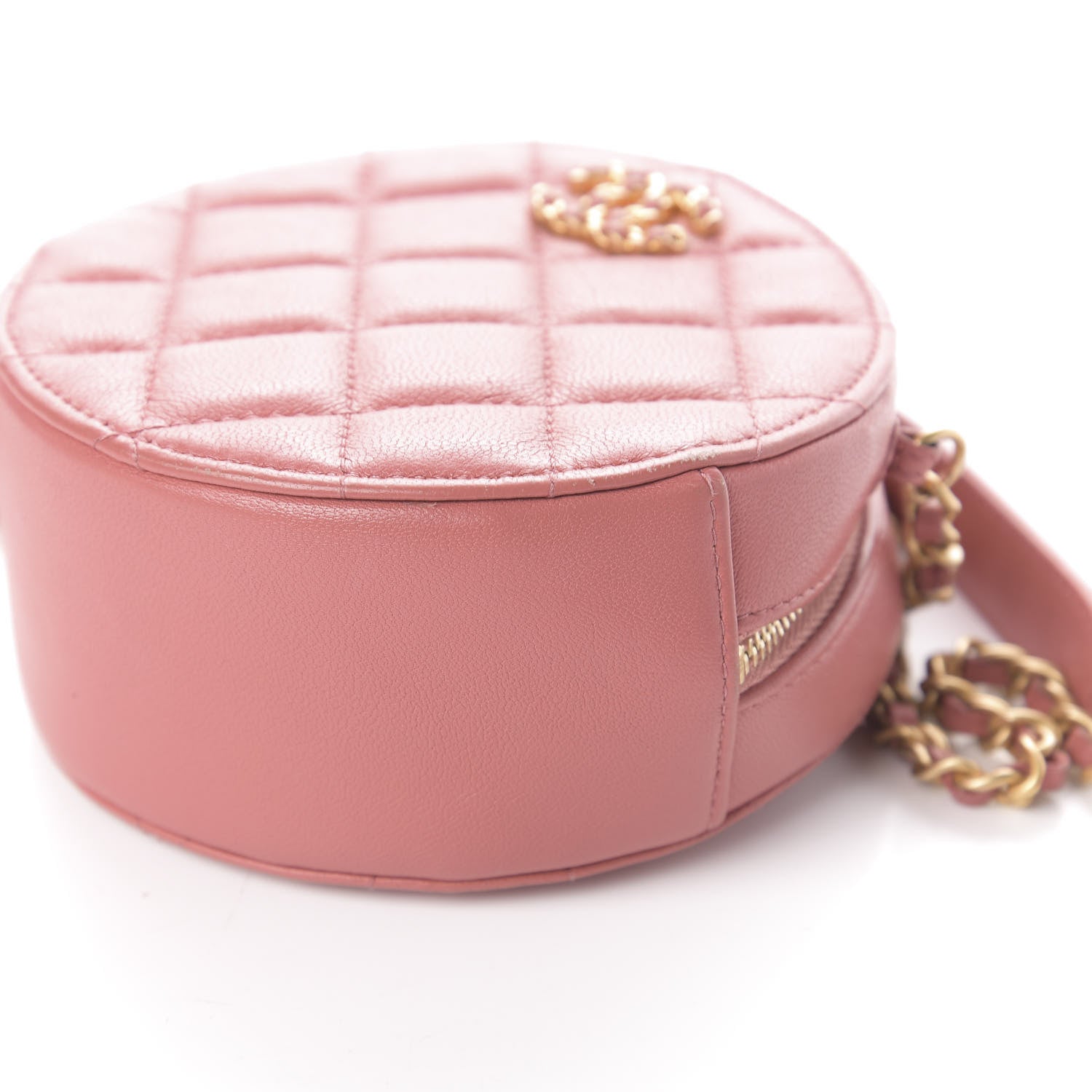 Chanel Lambskin Quilted Round Clutch With Chain Pink 10 of 10