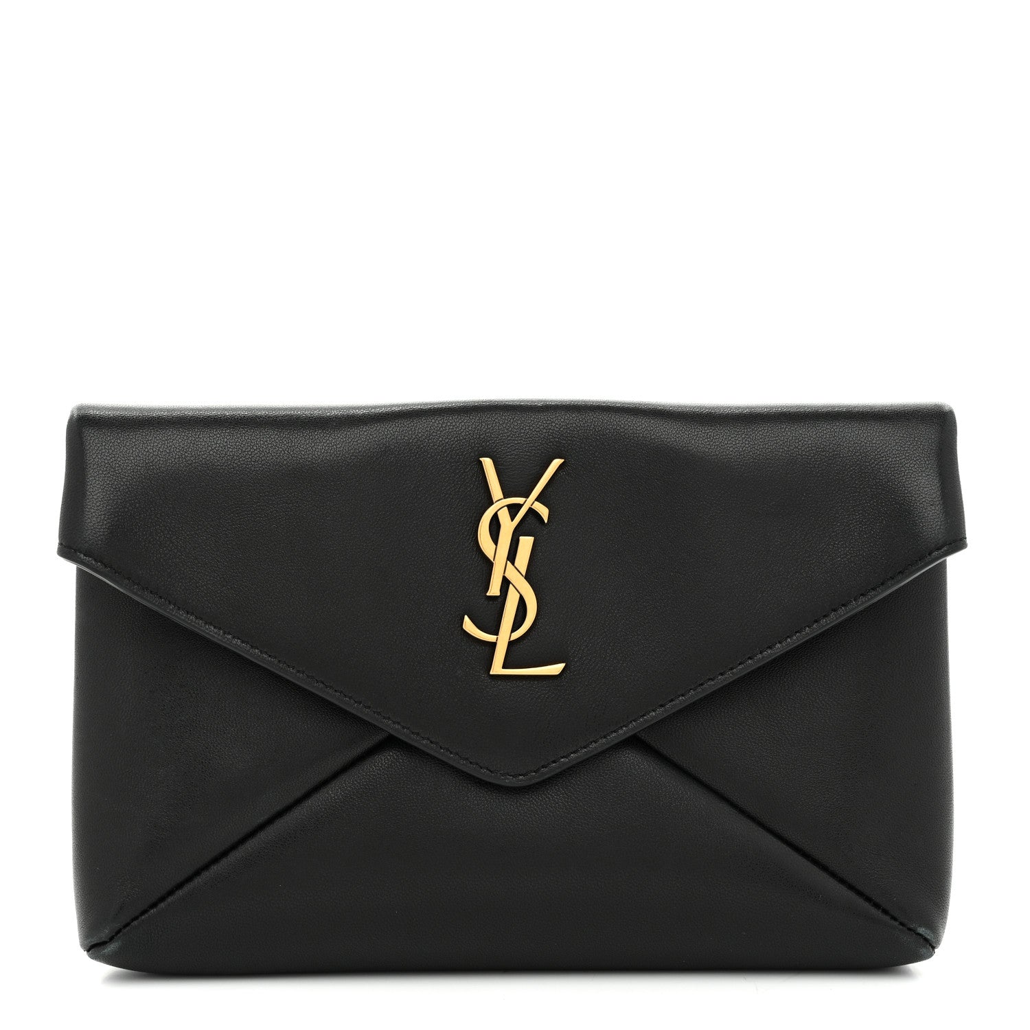 Saint Laurent Lambskin Small Cassandre Envelope Pouch Black 1 of 9