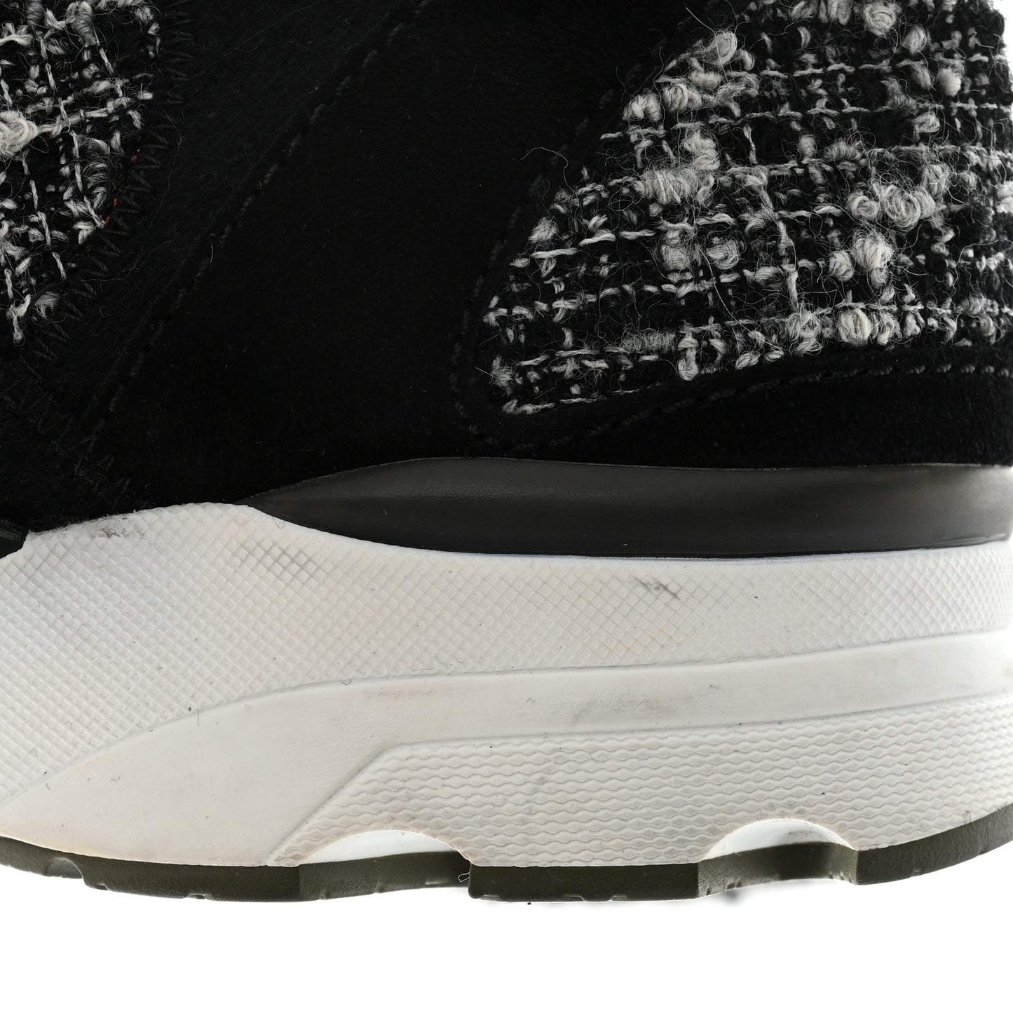 Tweed Suede Calfskin Sneaker High Boots 39 Black White
