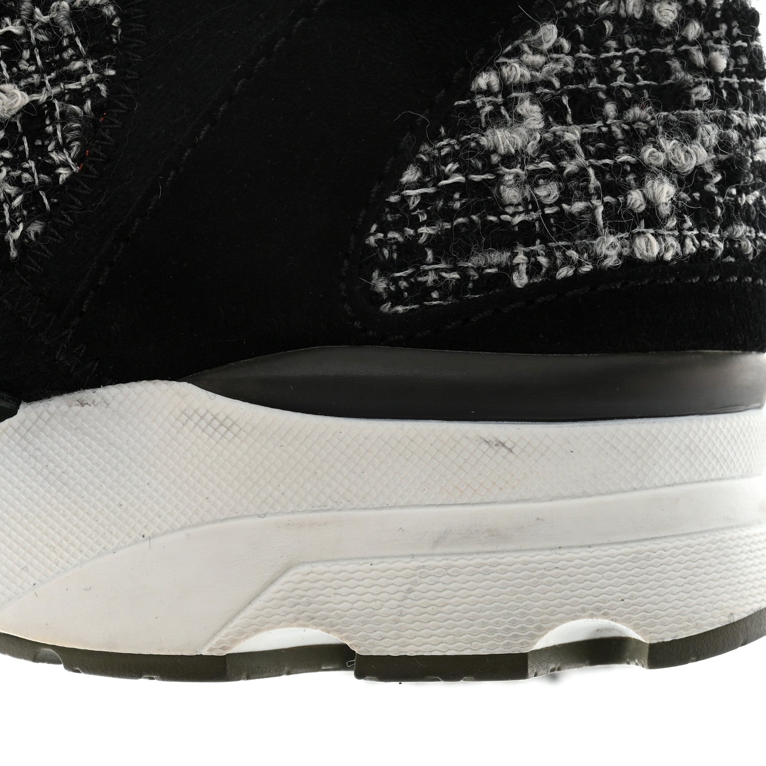 Chanel Tweed Suede Calfskin Sneaker High Boots 39 Black White 10 of 10