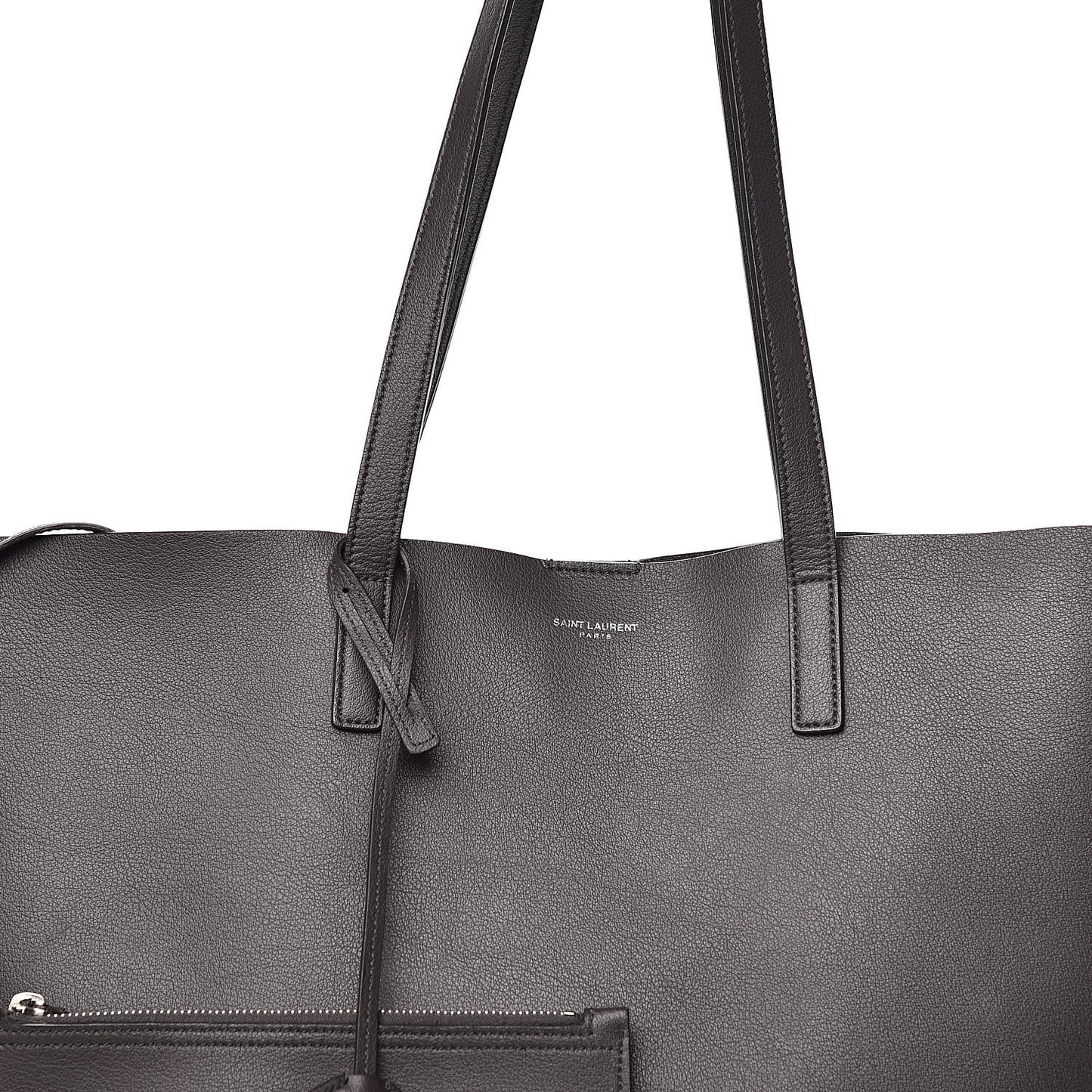 Calfskin Large Fringe Shopping Tote Dark Grey