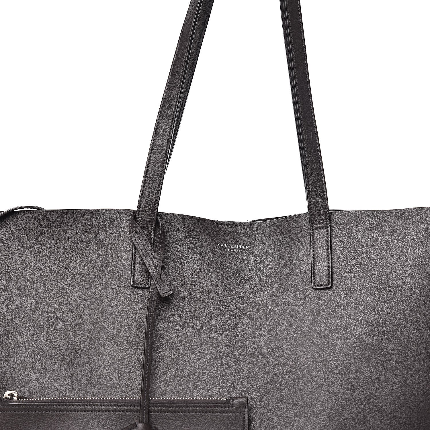 Saint Laurent Calfskin Large Fringe Shopping Tote Dark Grey 17 of 19