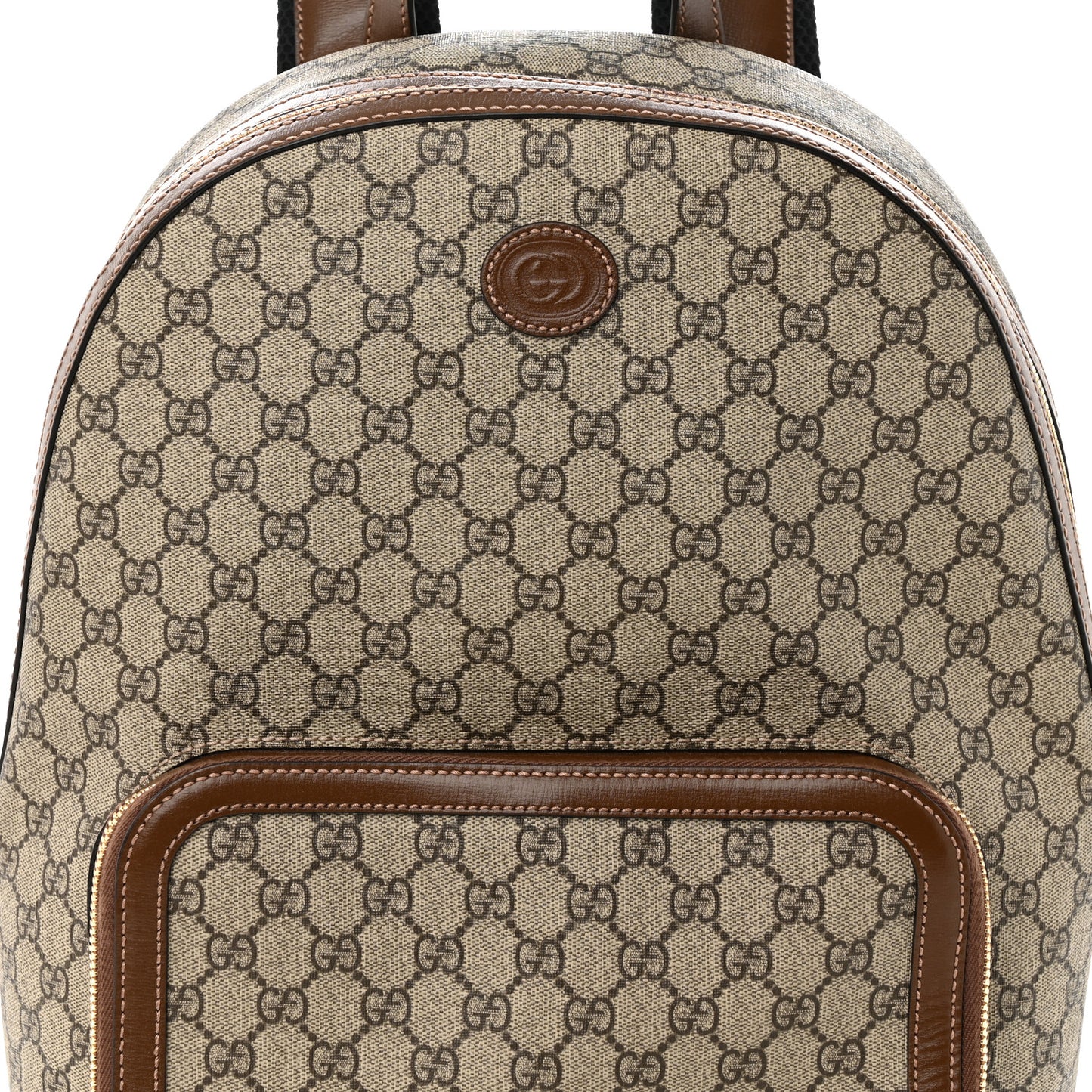 GG Supreme Monogram Textured Calfskin Retro Interlocking G Backpack Brown Beige