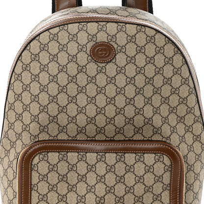 Gucci GG Supreme Monogram Textured Calfskin Retro Interlocking G Backpack Brown Beige 8 of 10