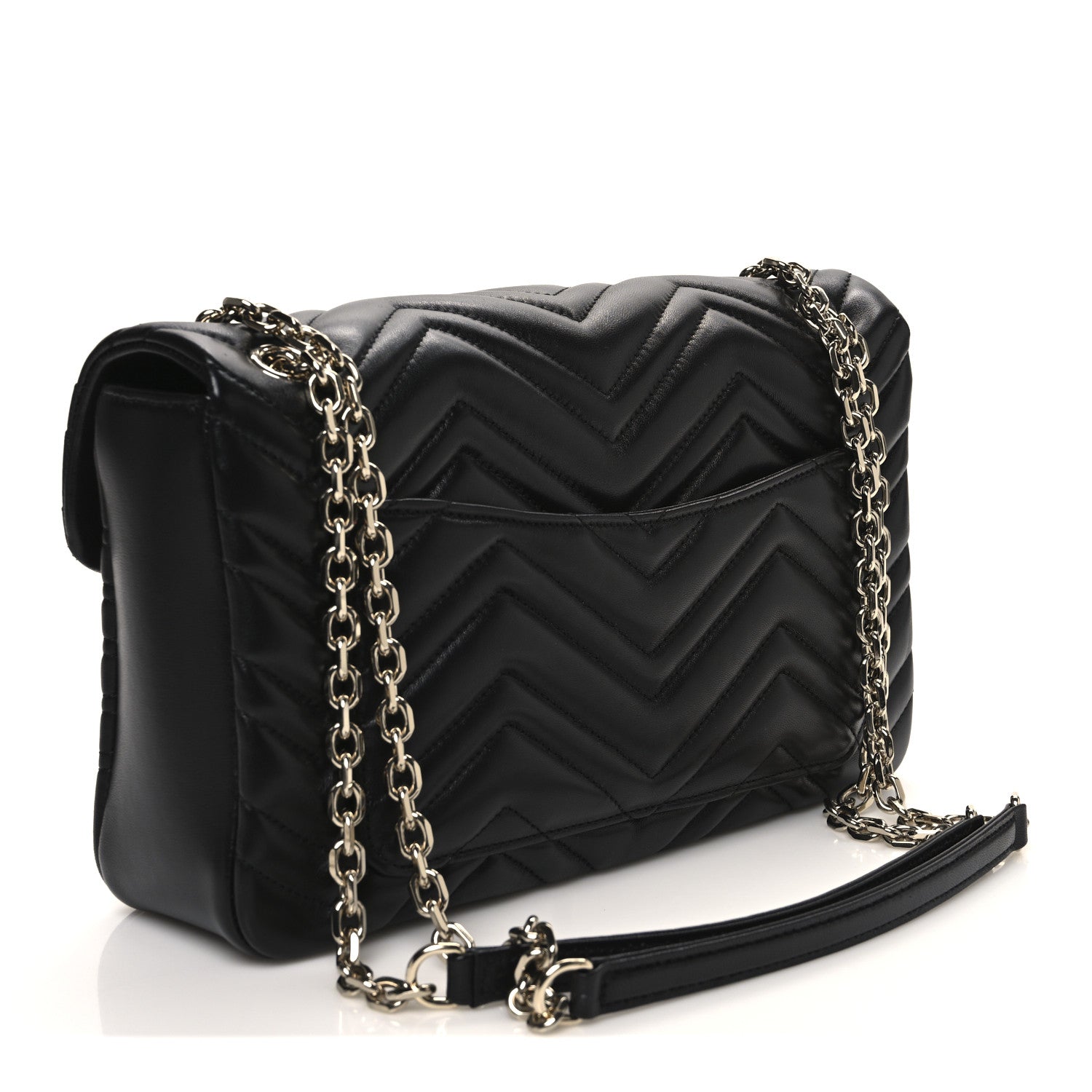 Gucci Lambskin Matelasse Large GG Marmont Shoulder Bag Black 3 of 11