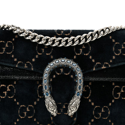 Gucci Velvet Skipper Crystal GG Monogram Small Dionysus Shoulder Bag Blue Beige Black 5 of 12