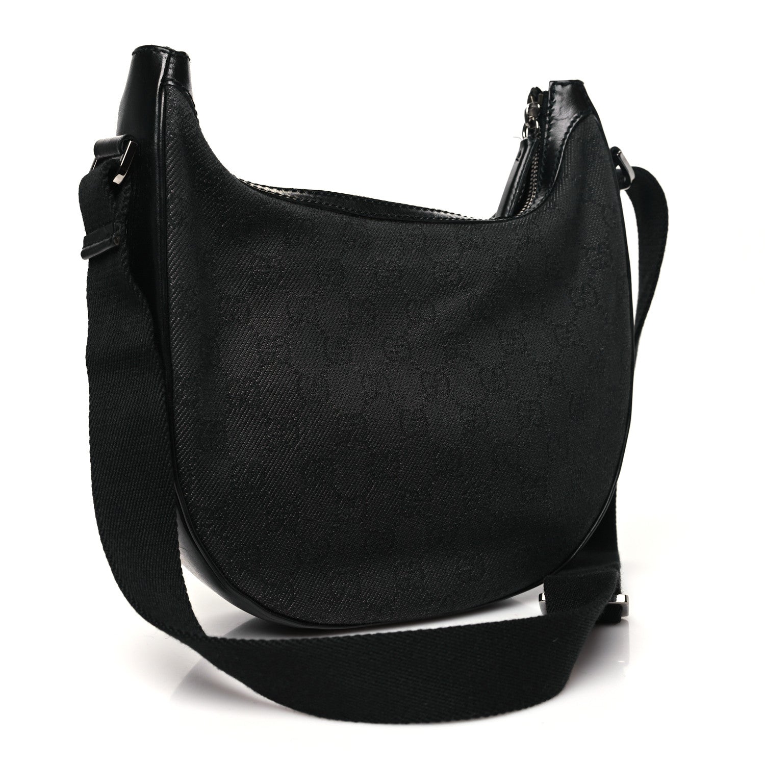 Gucci Denim Monogram Shoulder Bag Black 2 of 11