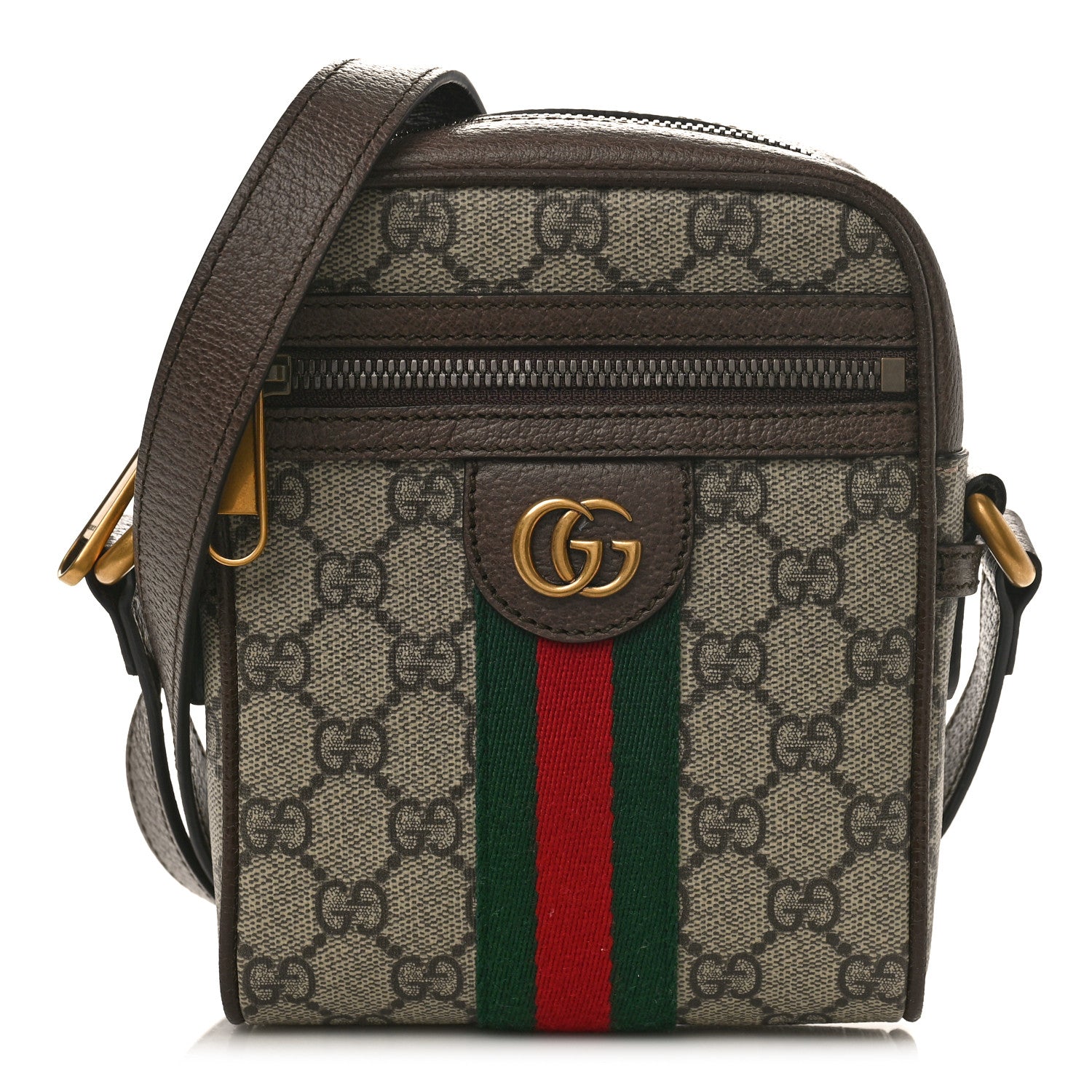 Gucci GG Supreme Monogram Web Mini Ophidia Messenger Brown 1 of 9