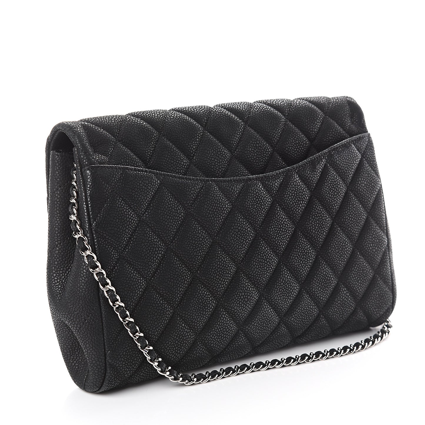 Caviar Quilted Clutch With Chain Flap Black
