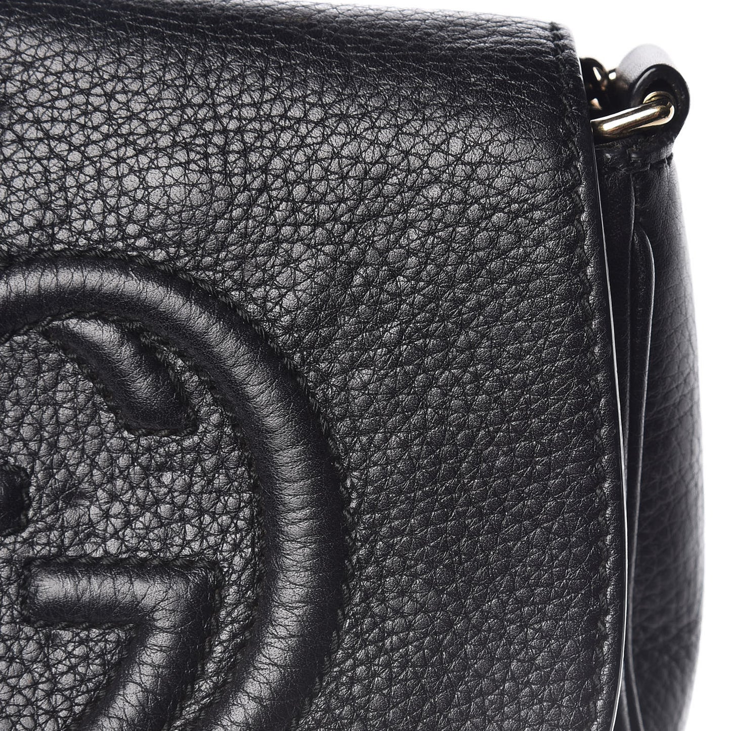 Pebbled Calfskin Small Soho Flap Crossbody Black