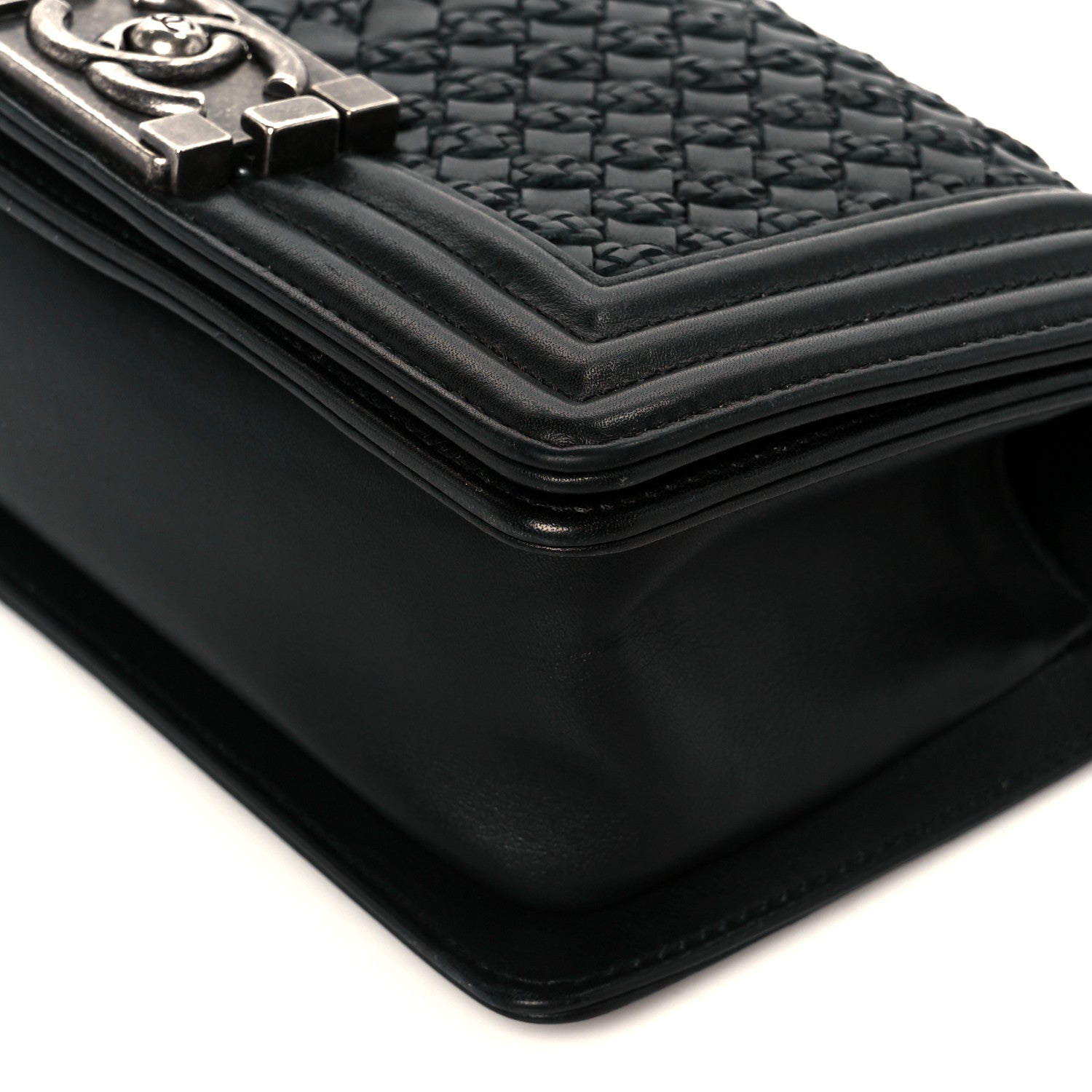 Chanel Lambskin Braided Woven Small Boy Flap Black 10 of 11