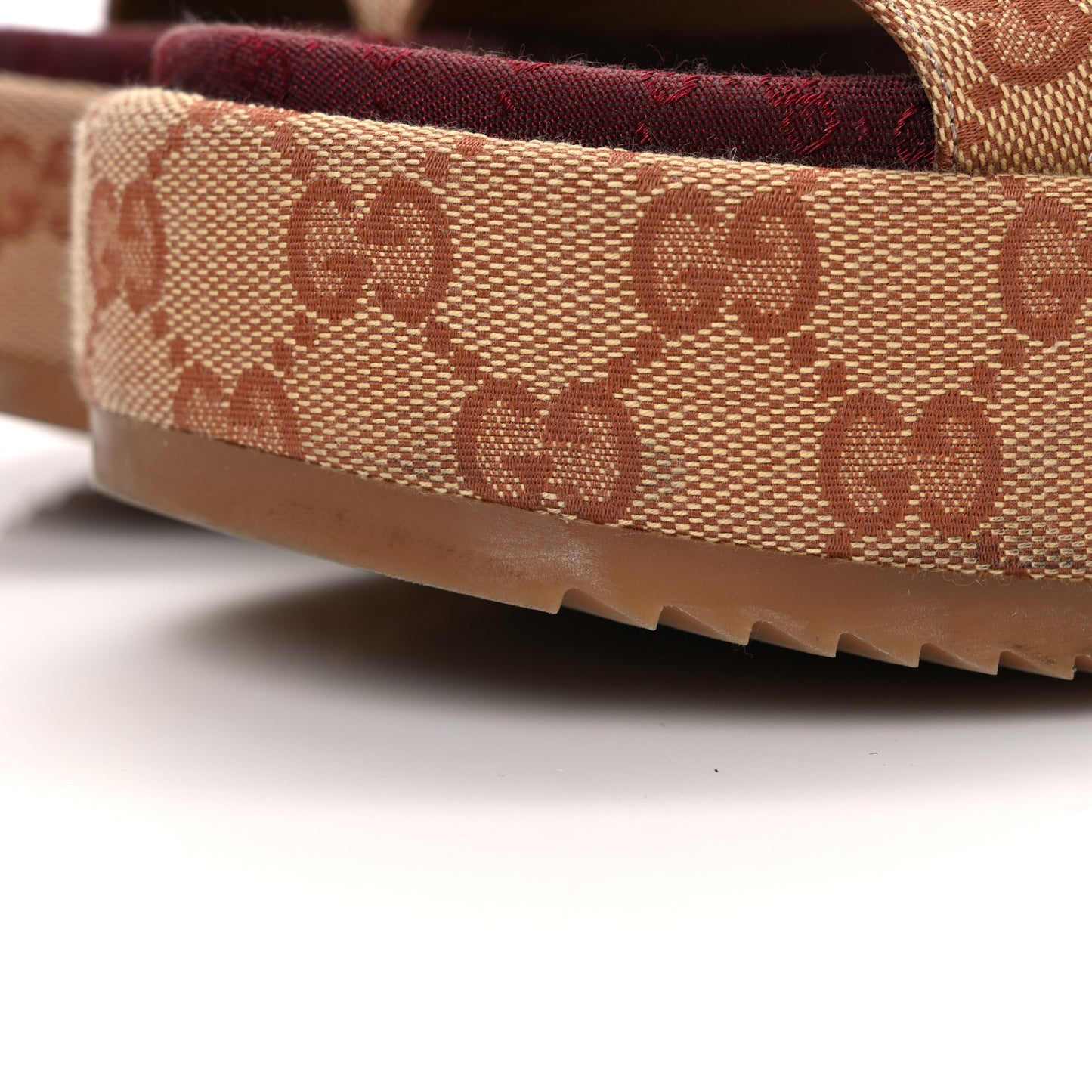 Canvas GG Monogram Angelina Platform Slide Sandals 36 Beige Ruggine