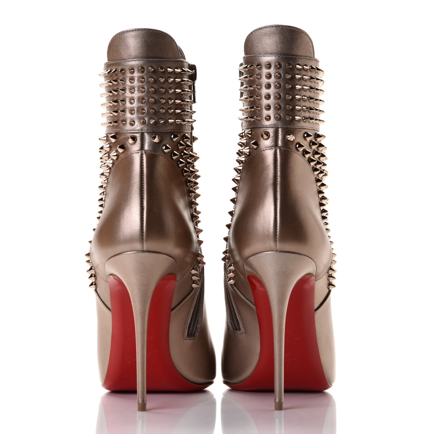 Calfskin Perle Spiked Hongroise 85 Ankle Boots 39 Colombe