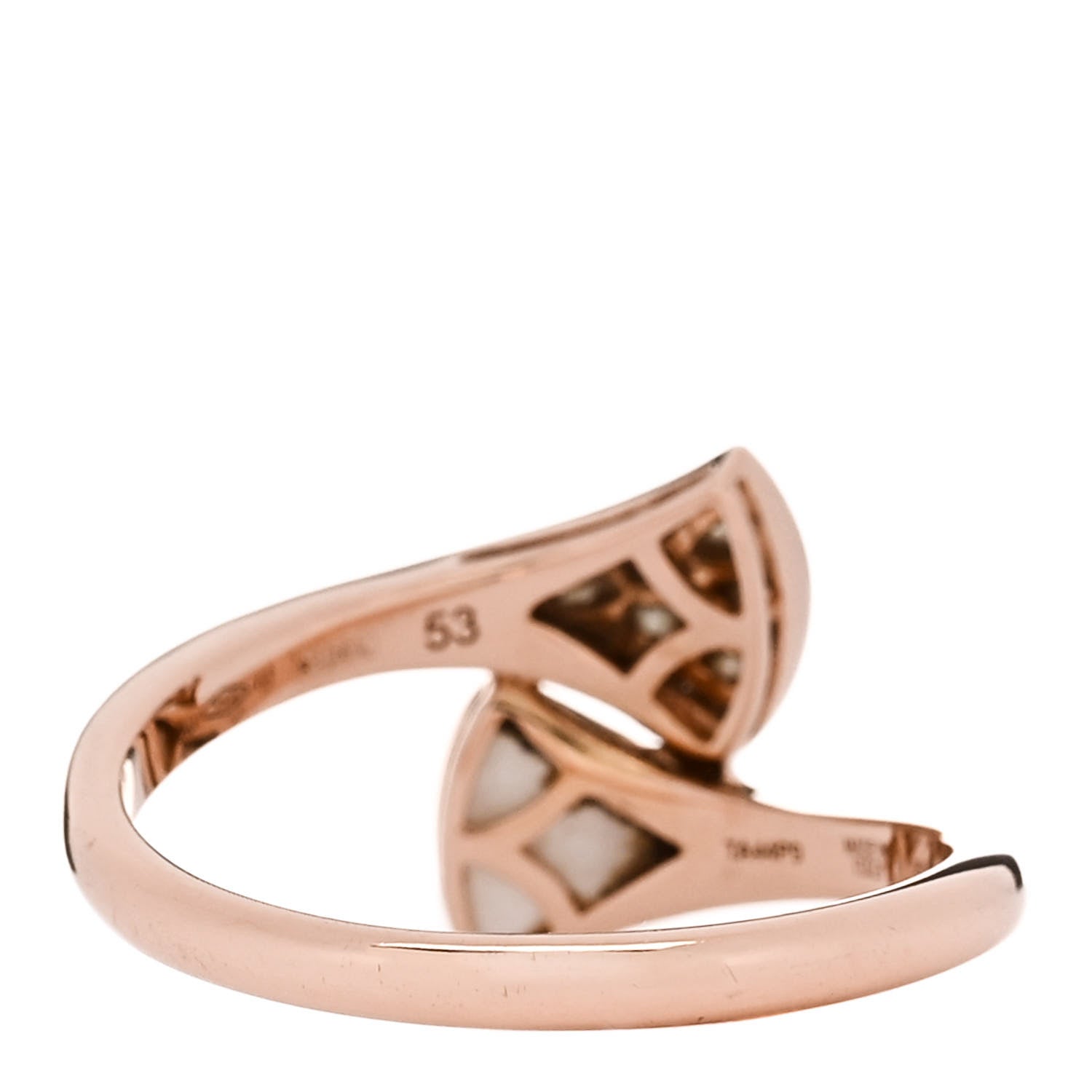 Bulgari 18K Rose Gold Diamond Mother of Pearl Divas' Dream Ring 53 6.5 3 of 5