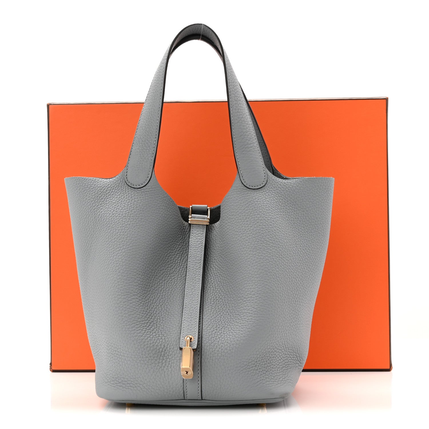 Hermes Taurillon Clemence Picotin Lock 22 MM Gris Pantin 1850625