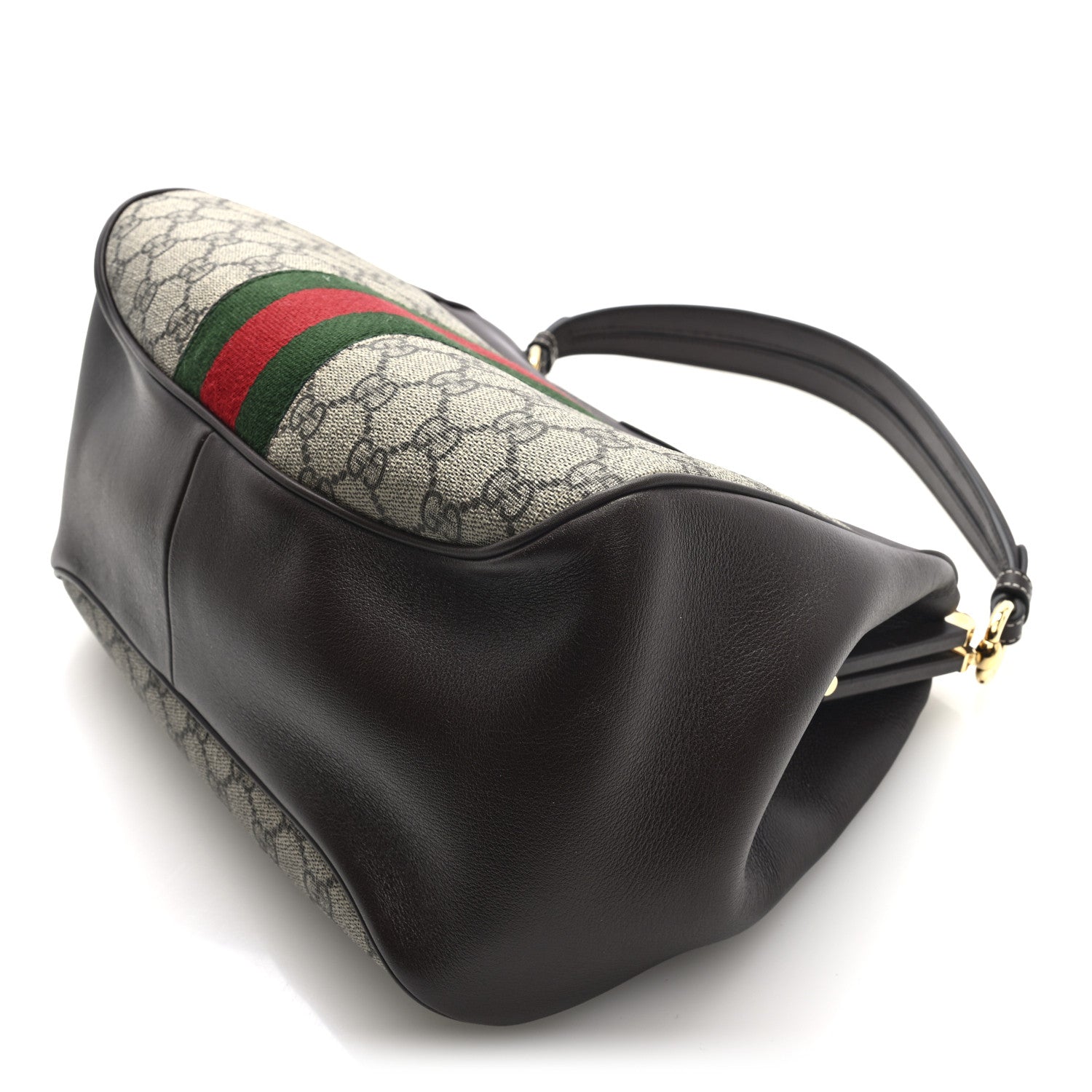 Gucci GG Supreme Monogram Koi Calfskin Web Virgo Tote Beige Ebony Chocolate 3 of 9