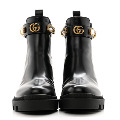 Gucci Calfskin Crystal GG Trip Chelsea Ankle Boots 38.5 Black 2 of 13