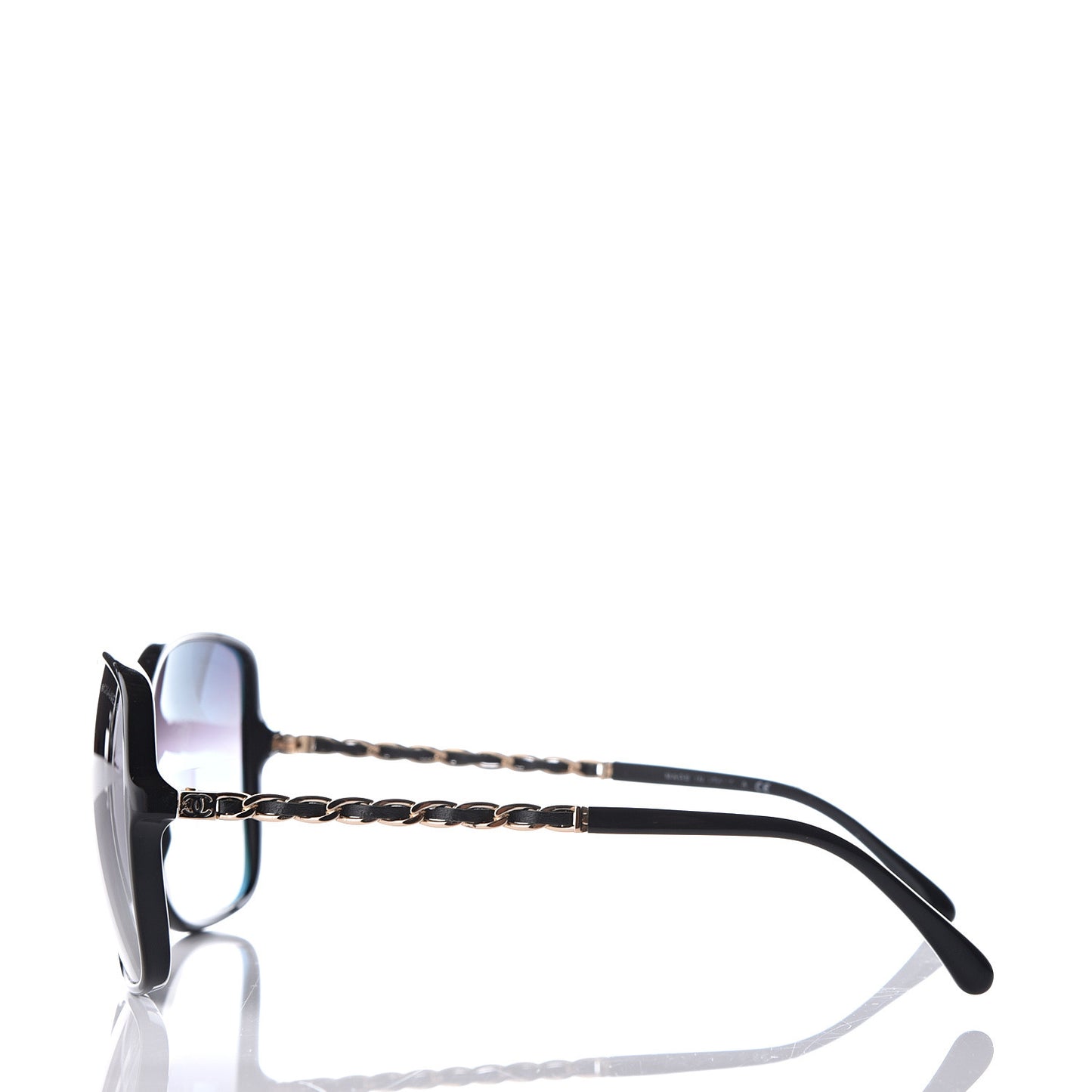 Lambskin Square Chain Sunglasses 5210-Q Black