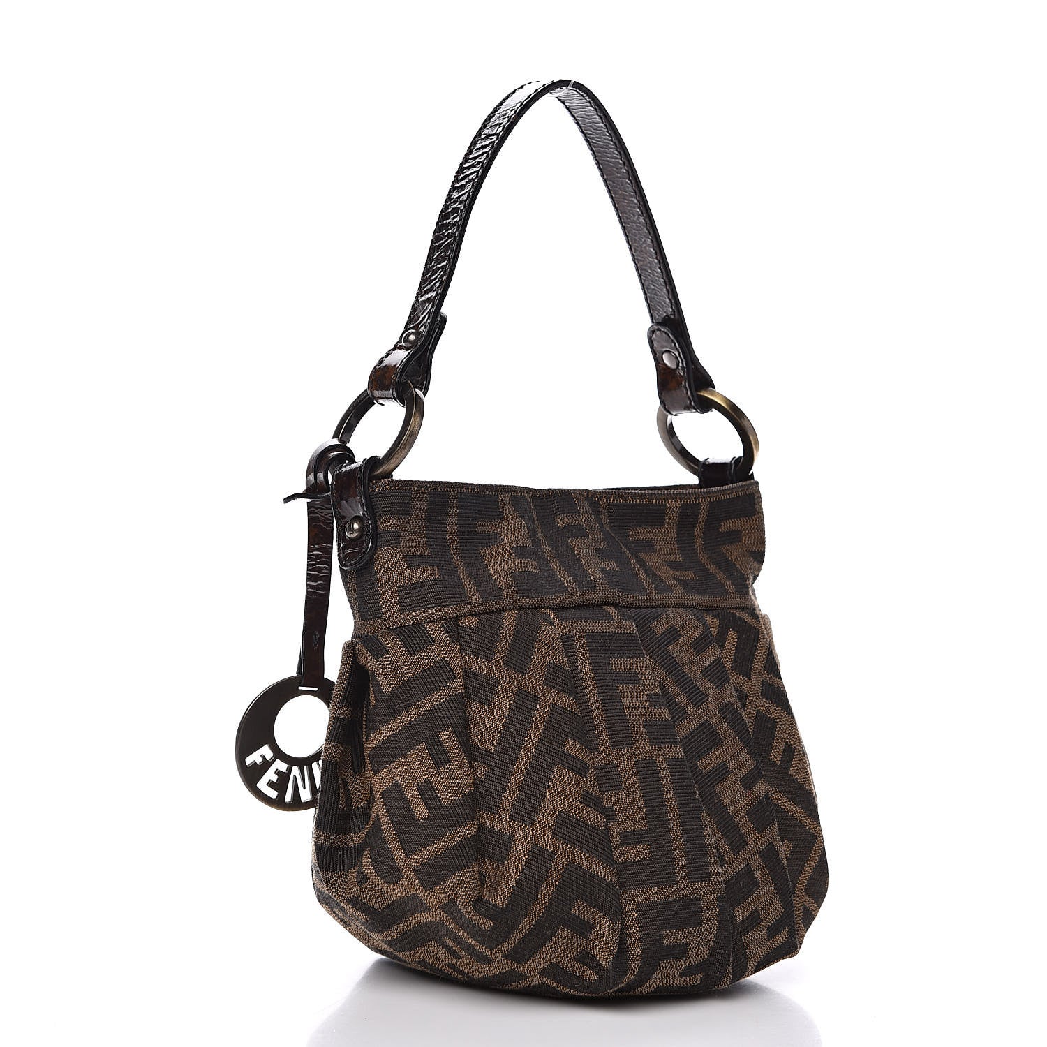 Fendi Zucca Patent Mini Chef Hobo Tobacco 3 of 11