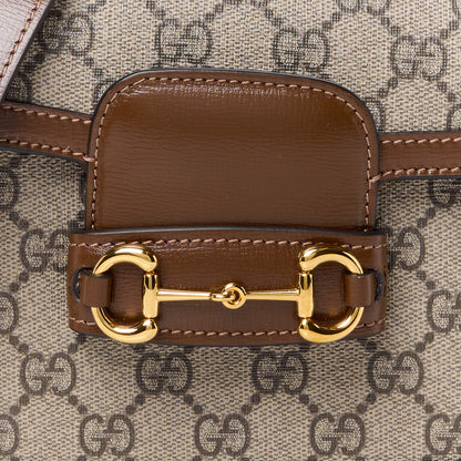 Gucci GG Supreme Monogram Web Mini Horsebit 1955 Shoulder Bag Beige Brown Sugar 10 of 13