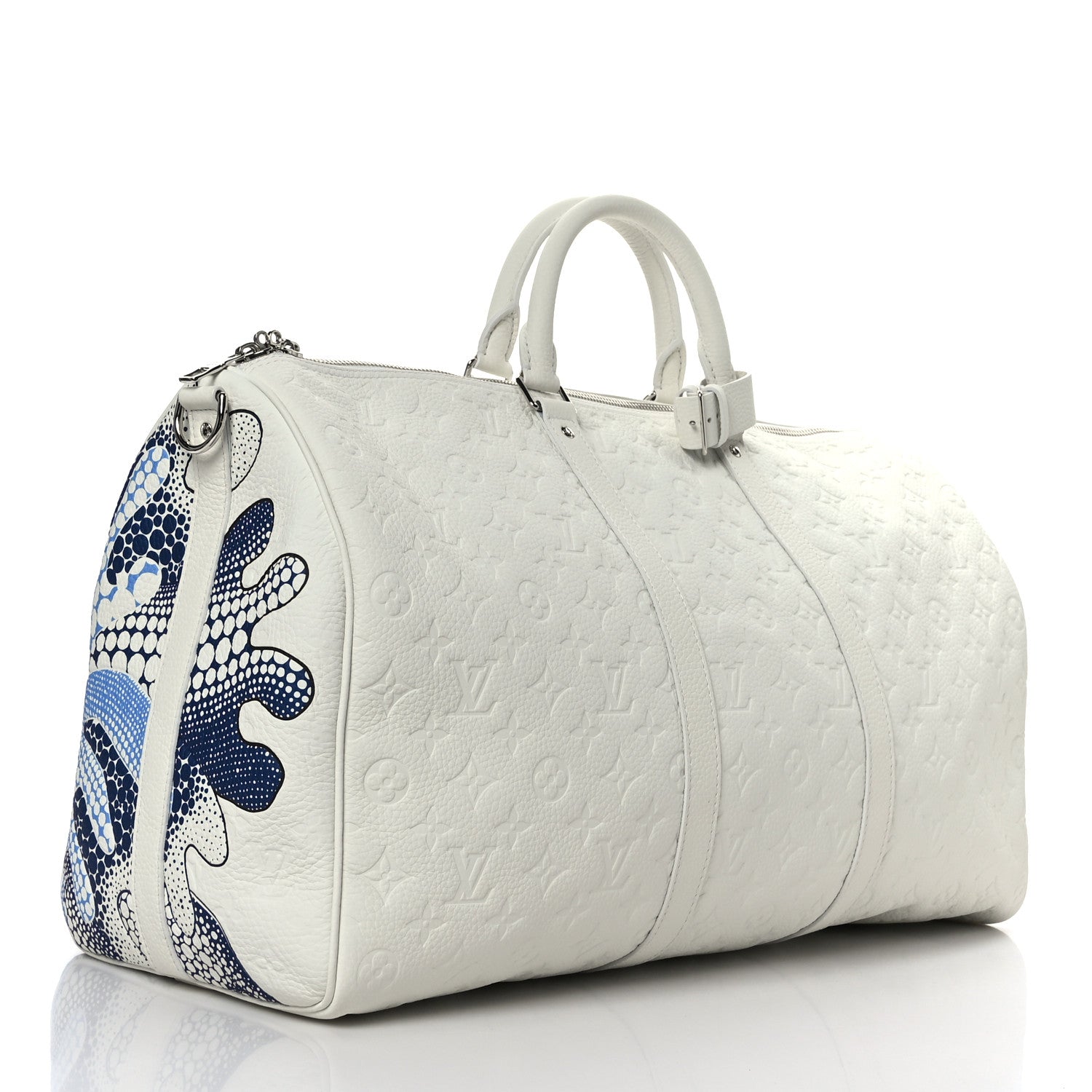 Louis Vuitton LV X YK Taurillon Monogram Psychedelic Flower Keepall Bandouliere 50 White Multicolor 2 of 10