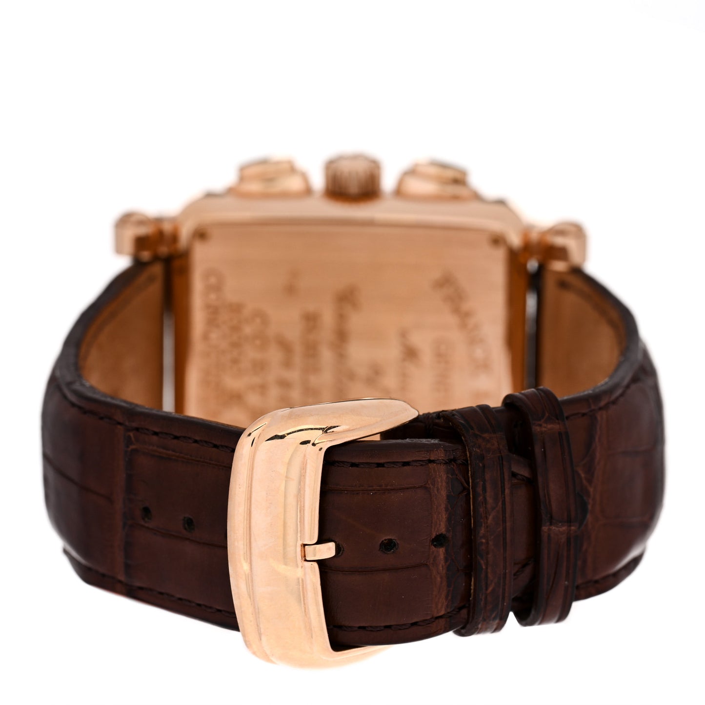 18K Rose Gold Alligator 45mm Conquistador Cortez Chronograph Automatic Watch Brown 10000KCC