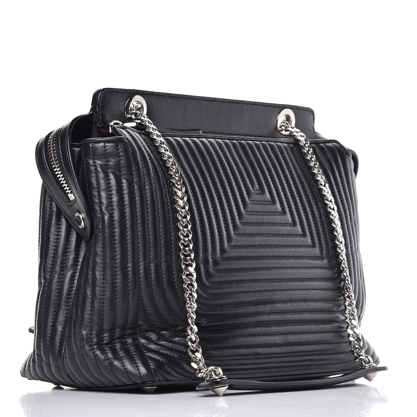 Shiny Nappa Trapuntata DotCom Chain Satchel Black