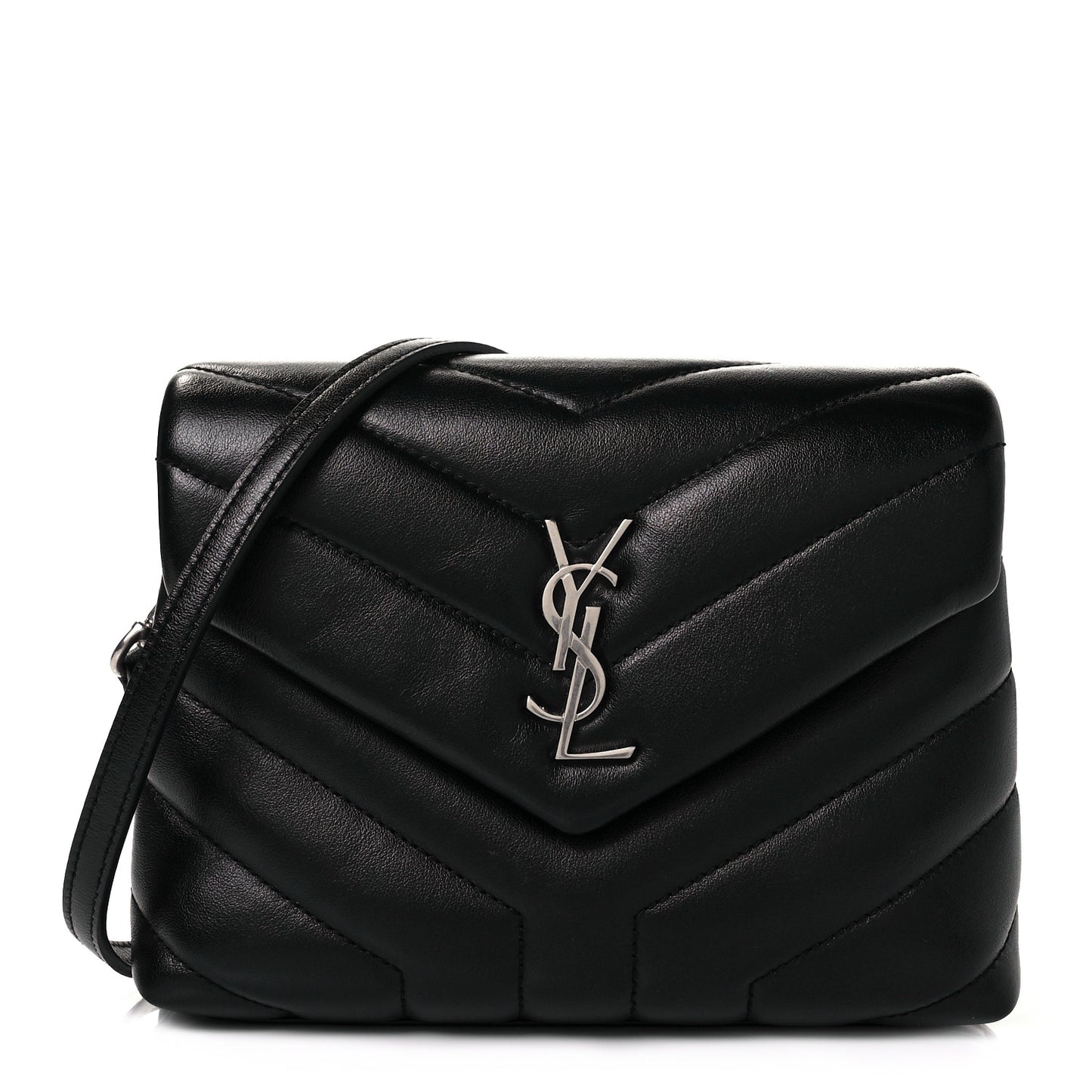 Calfskin Y Quilted Monogram Toy Loulou Crossbody Bag Black