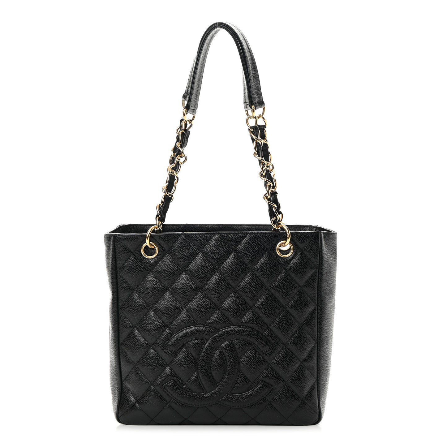 Caviar Quilted Petit Shopping Tote PST Black