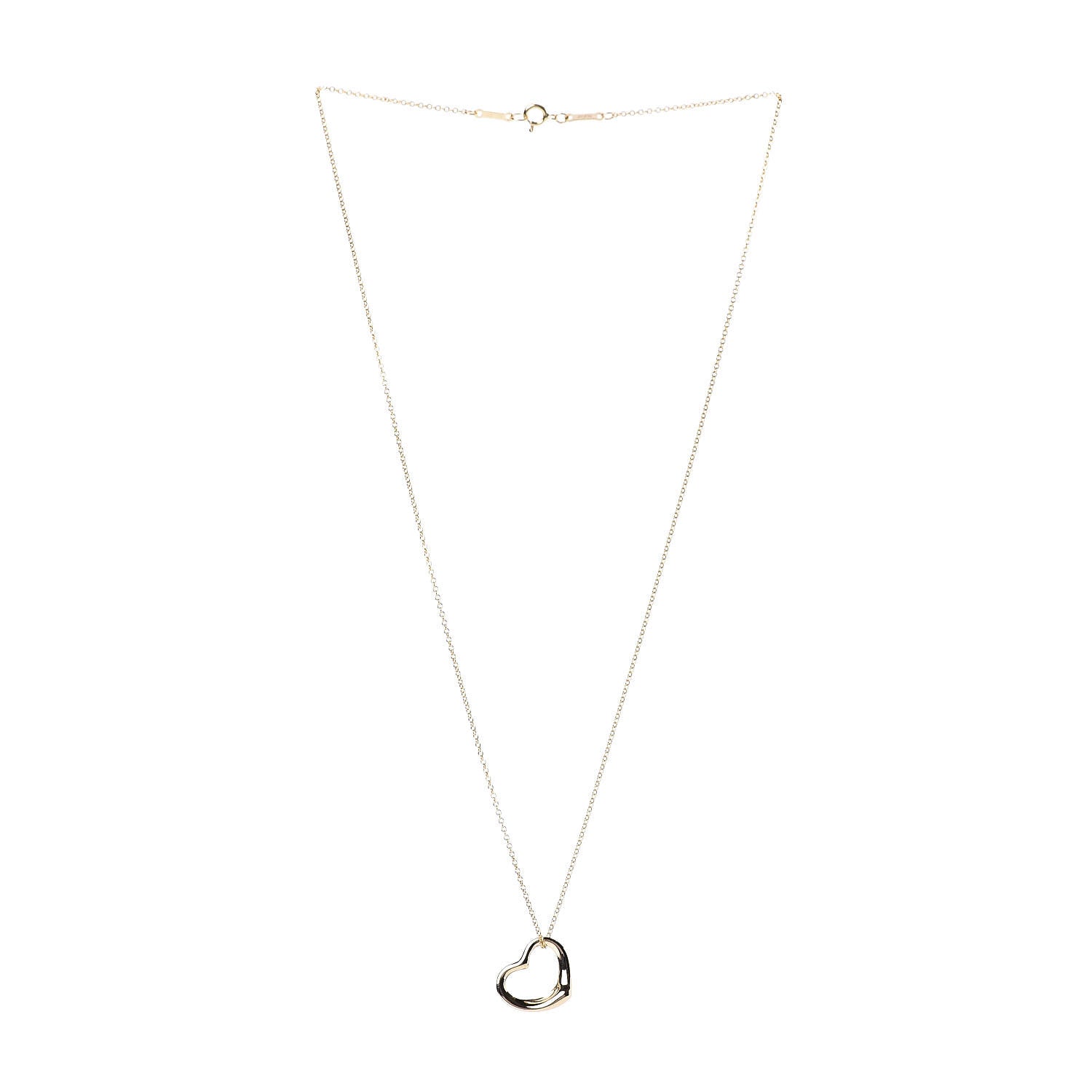 Tiffany 18K Yellow Gold 11mm Elsa Peretti Open Heart Pendant Necklace 3 of 7