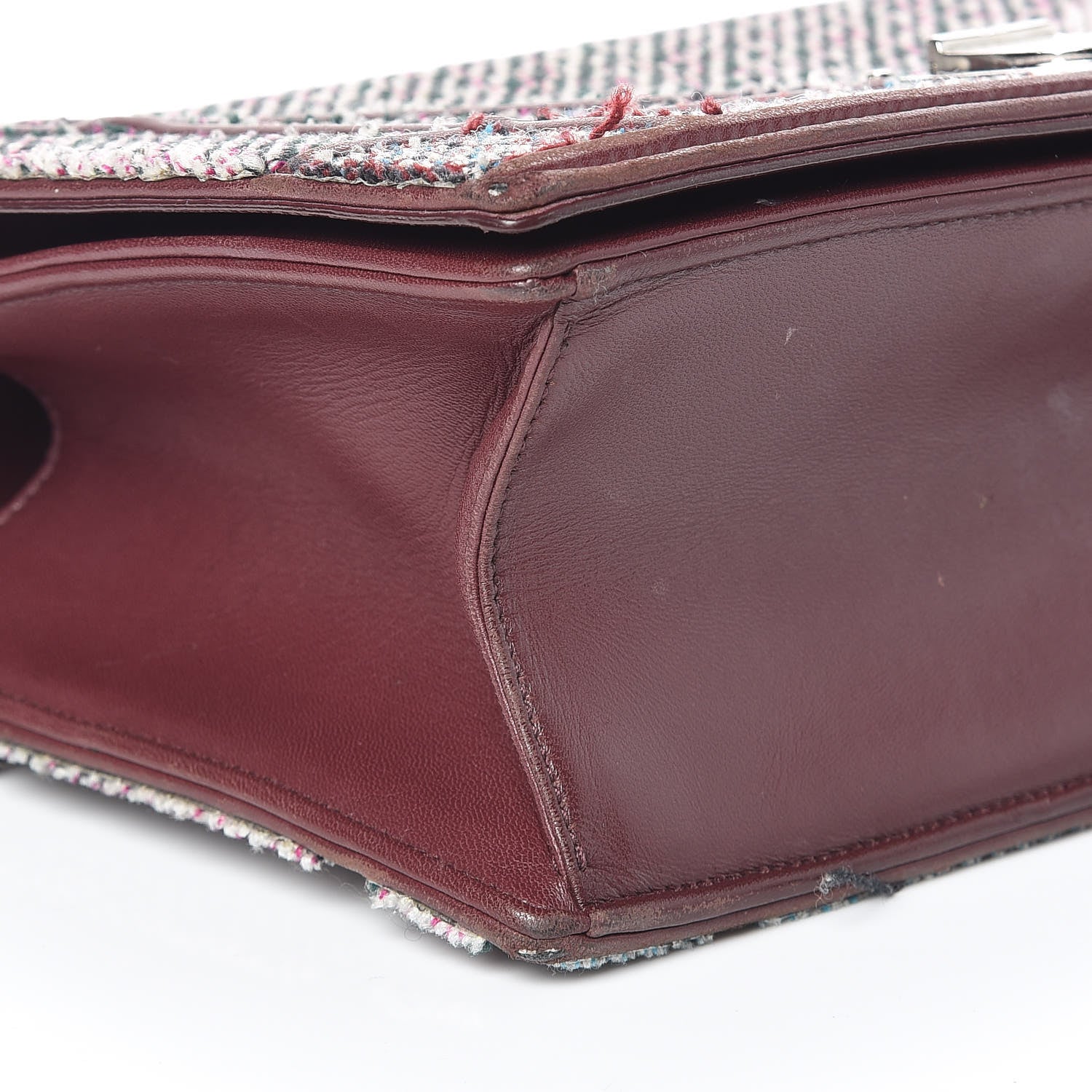 Christian Dior Tweed Calfskin Medium Diorama Flap Bag Burgundy Multicolor 7 of 16